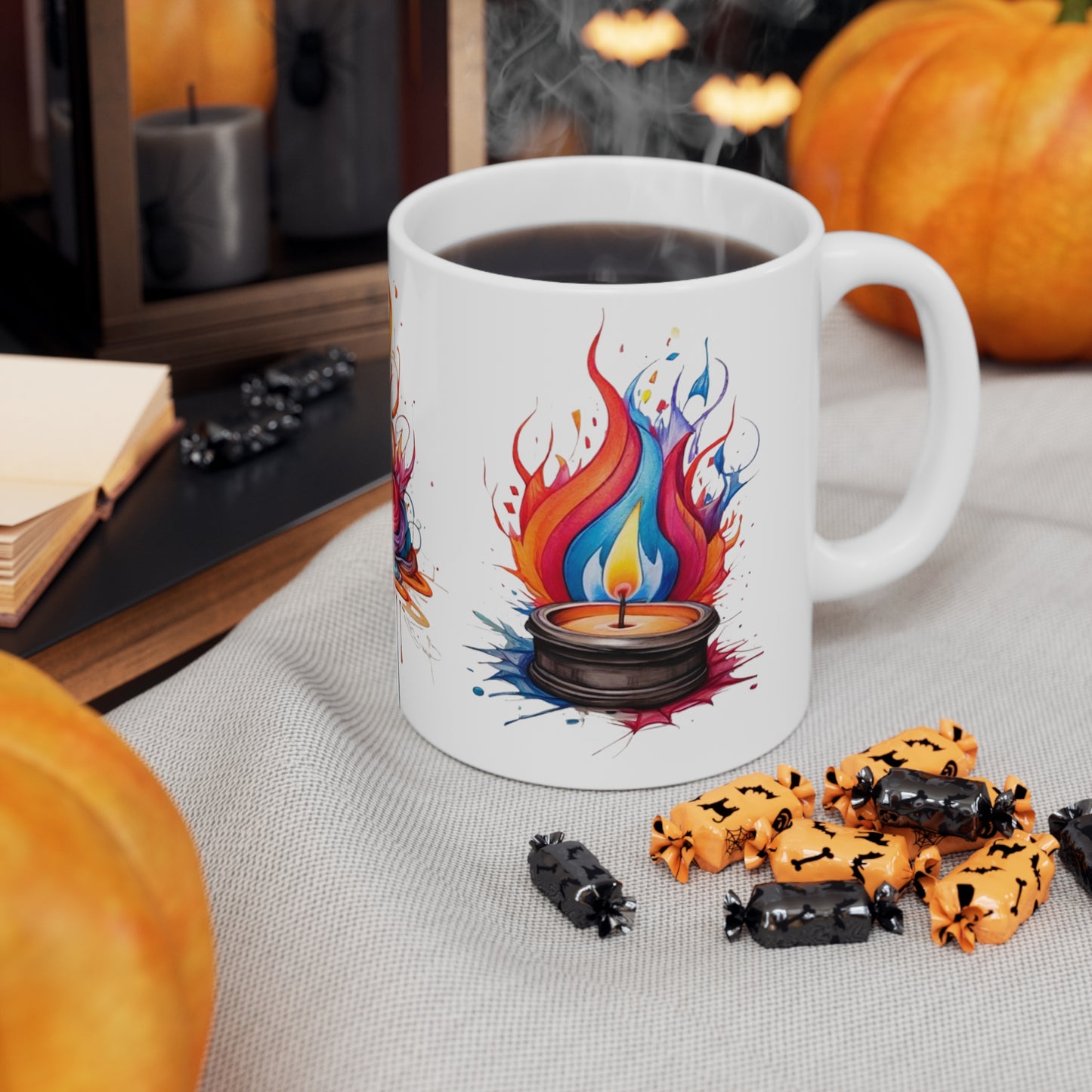 Colourful Flames Mug - Ceramic Coffee Mug 11oz