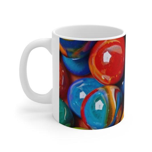 Colourful Painted Marbles Mug - Ceramic Coffee Mug 11oz