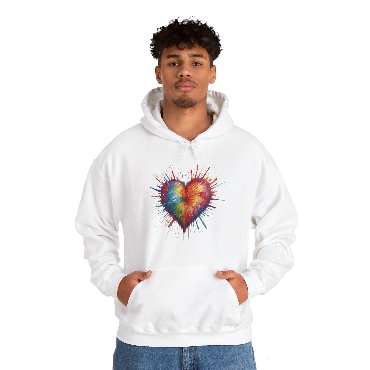 Colourful Messy Exploding Love Heart - Unisex Hooded Sweatshirt