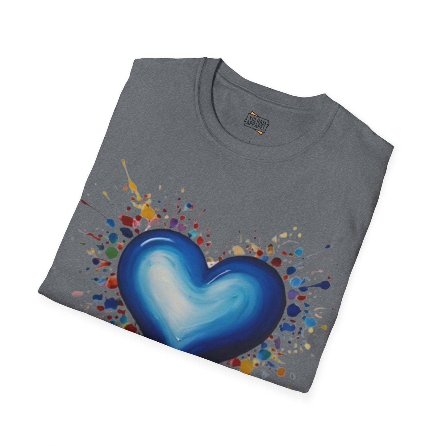 Messy Splatter Blue Love Heart - Unisex T-Shirt