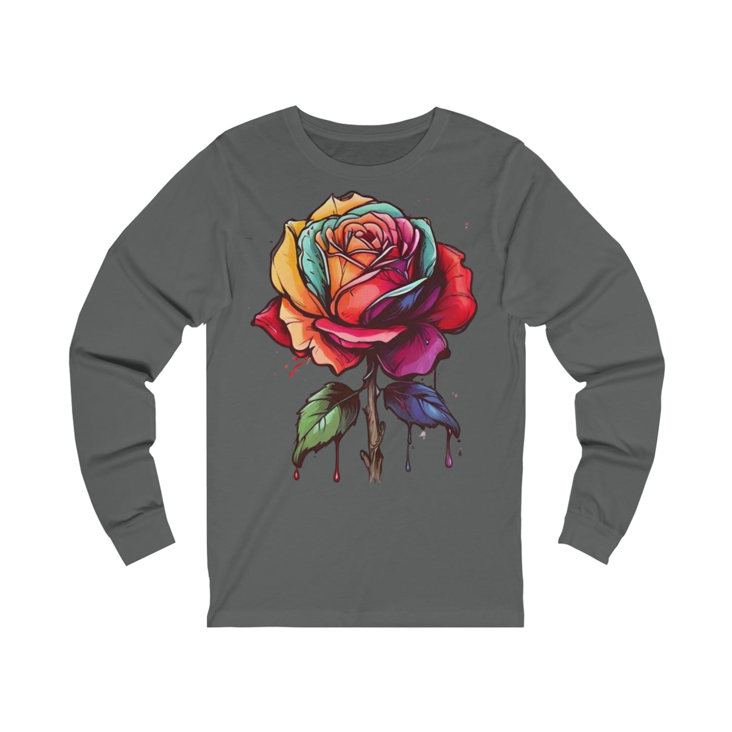 Large Colourful Rose - Unisex Long Sleeve T-Shirt