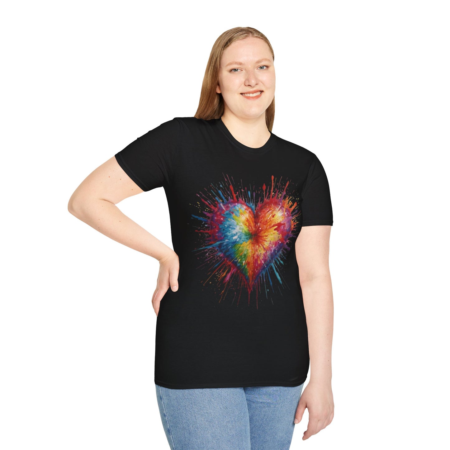 Colourful Messy Exploding Love Heart - Unisex T-Shirt