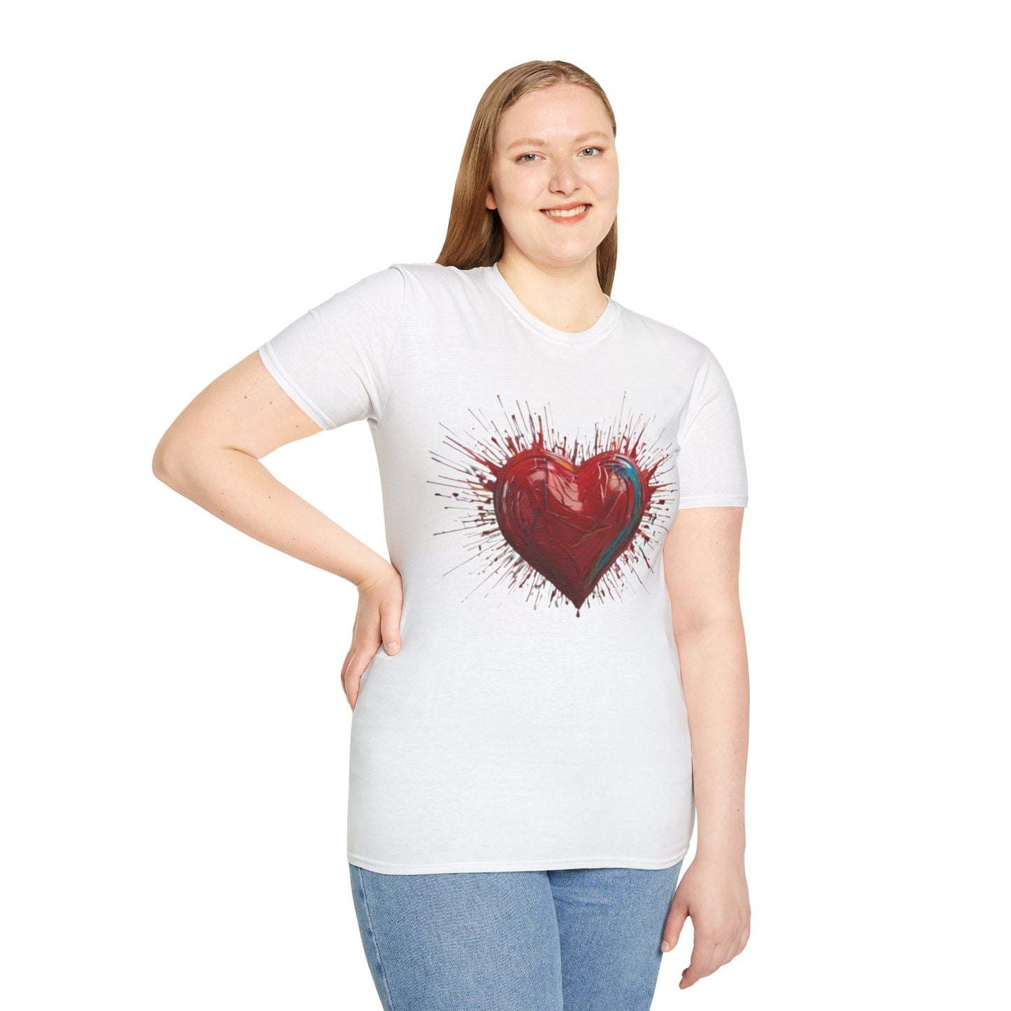 Messy Red Exploding Love Heart - Unisex T-Shirt