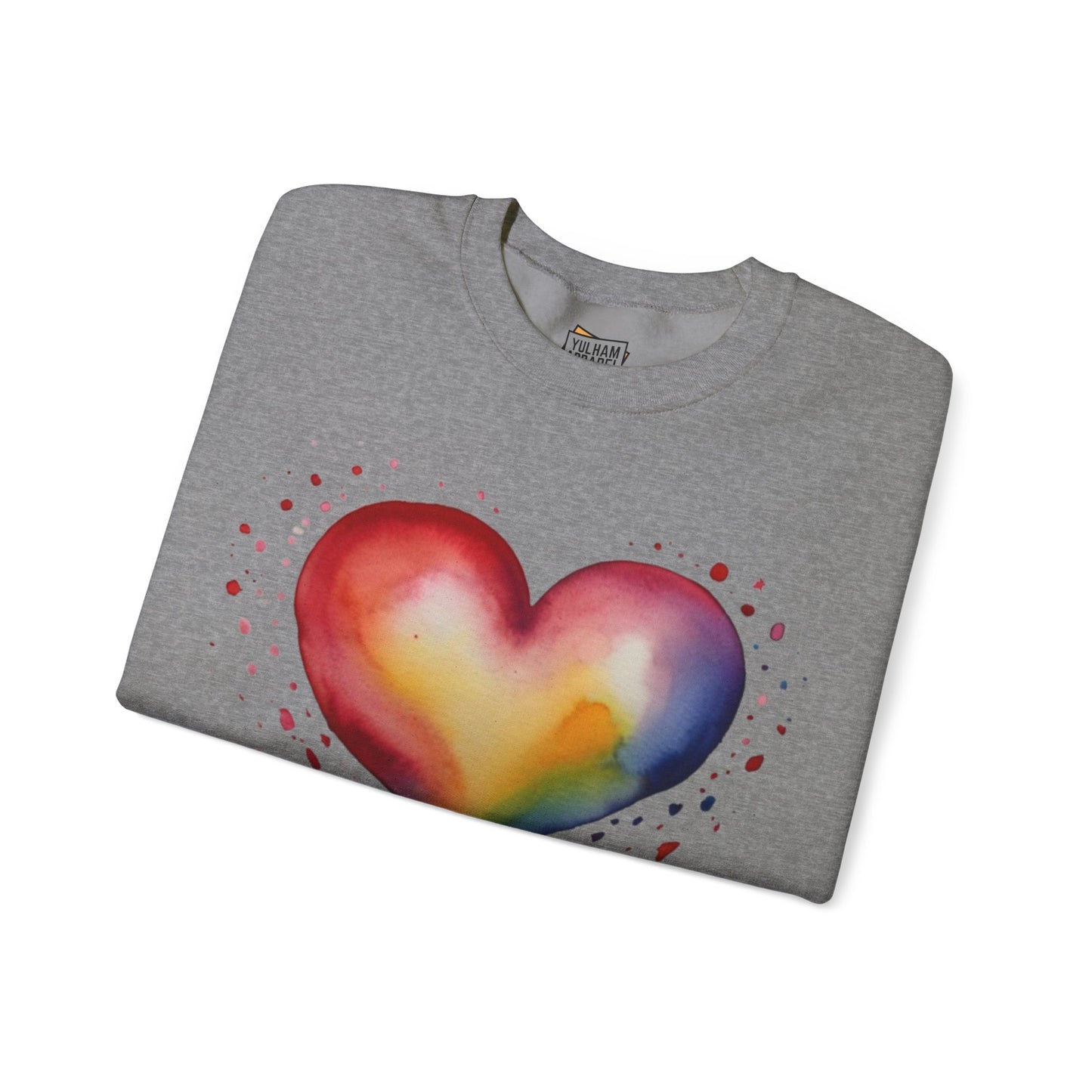 Colourful Watercolour Style Love Heart - Unisex Crewneck Sweatshirt