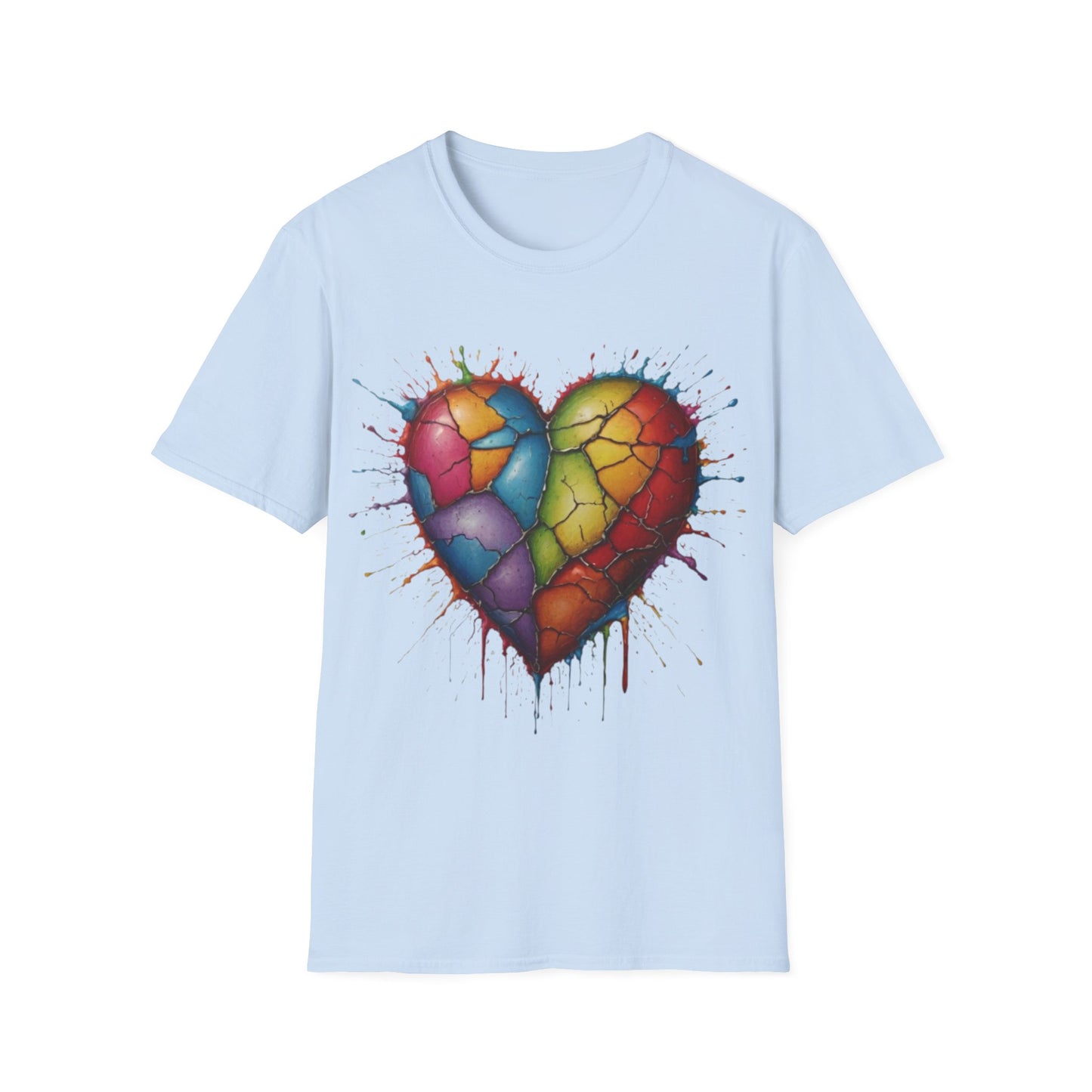 Colourful Messy Cracked Love Heart - Unisex T-Shirt