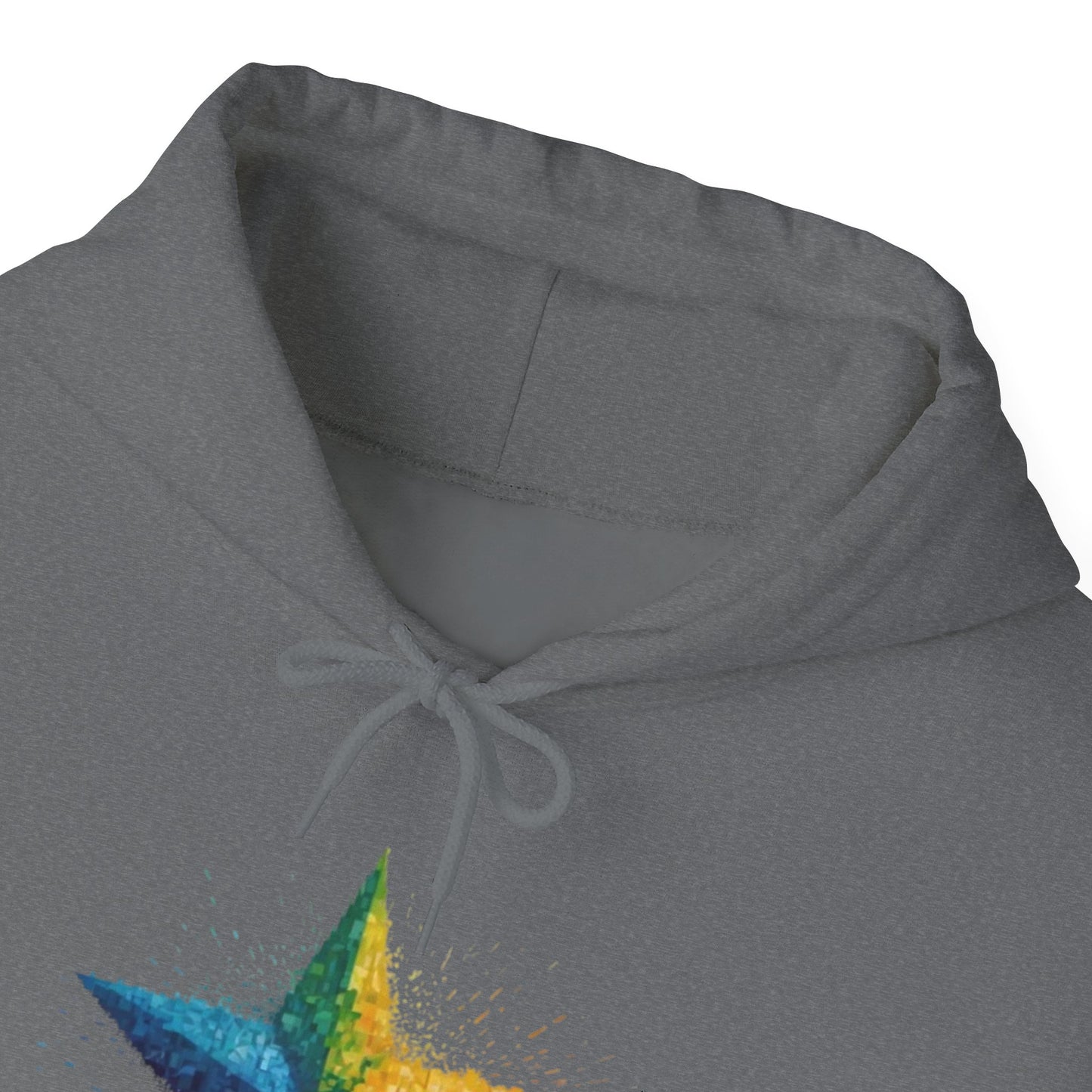 Multicoloured Pixelated Star - Unisex Hooded Sweatshirt