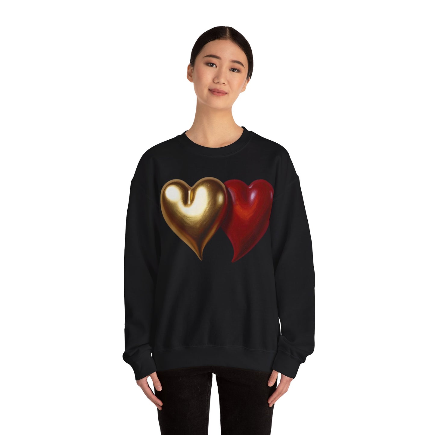 Gold And Red Love Heart - Unisex Crewneck Sweatshirt