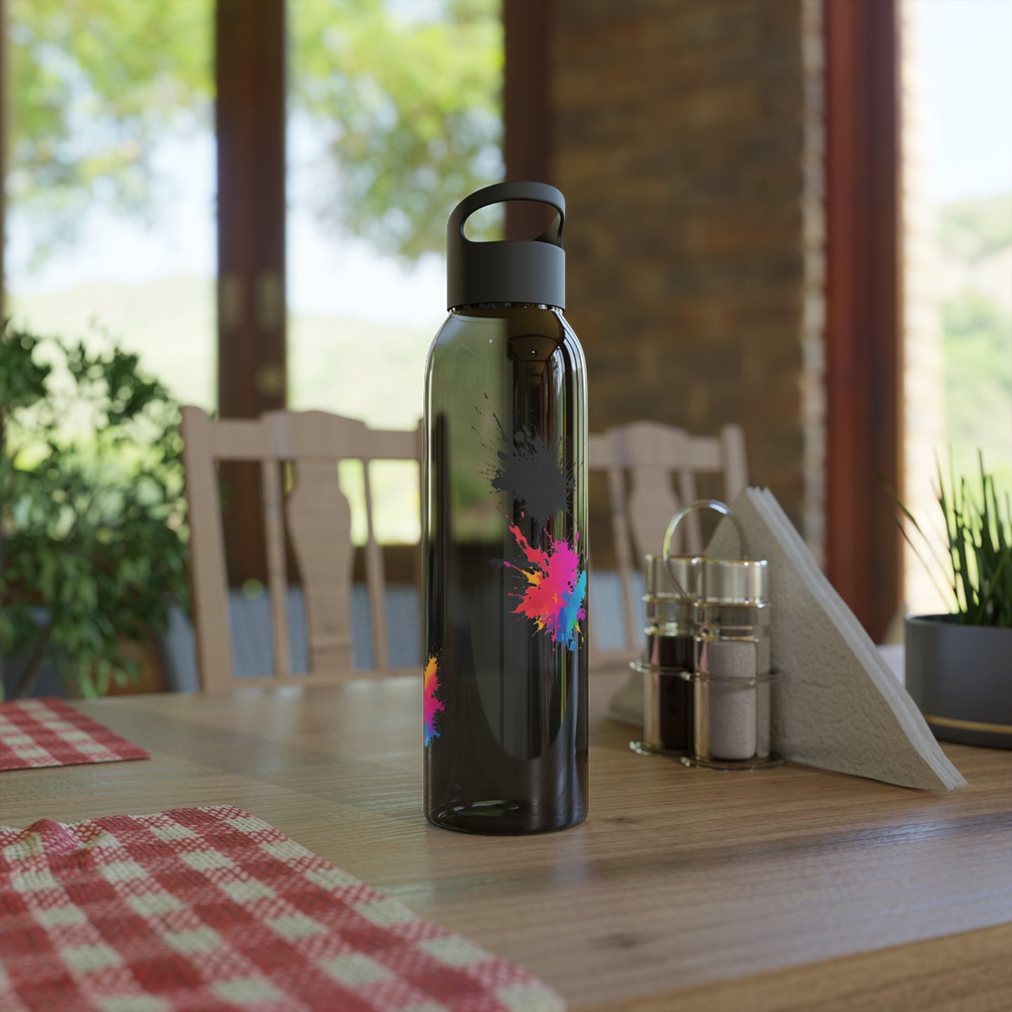 Colourful Paint Splatter - Sky Water Bottle