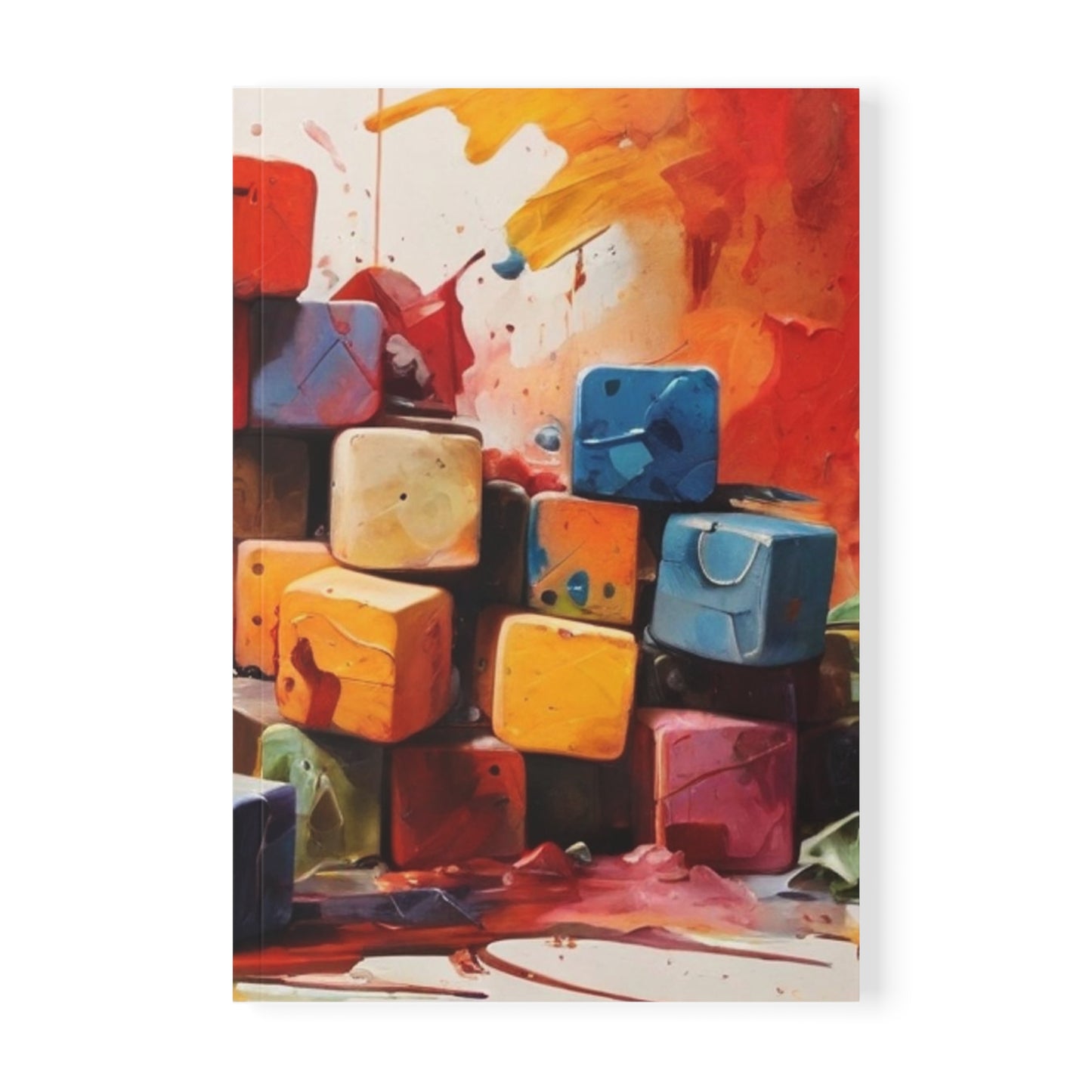 Colourful Messy Cubes Art - Softcover Notebook, A5