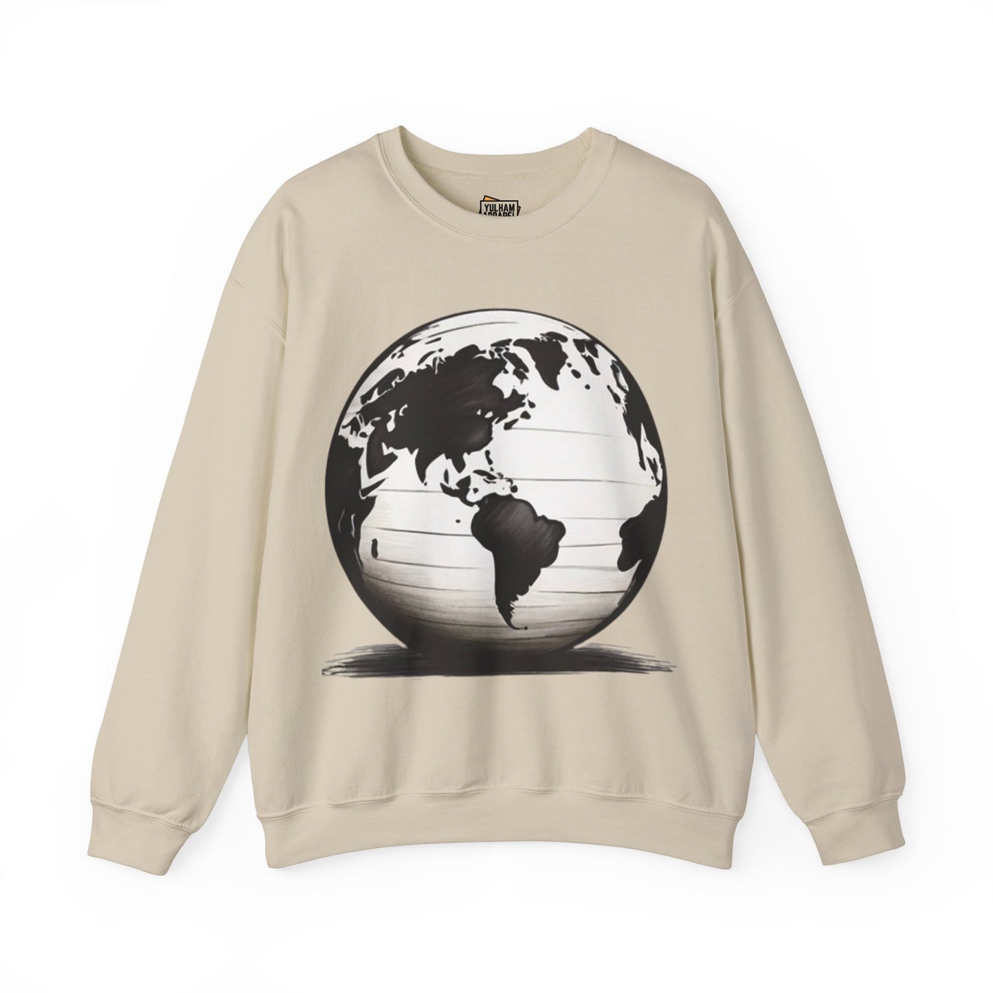 Black and White Earth Sphere - Unisex Crewneck Sweatshirt