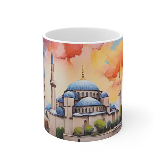 Blue Mosque (Turkey / Turkiye) Painting Mug - Ceramic Coffee Mug 11oz