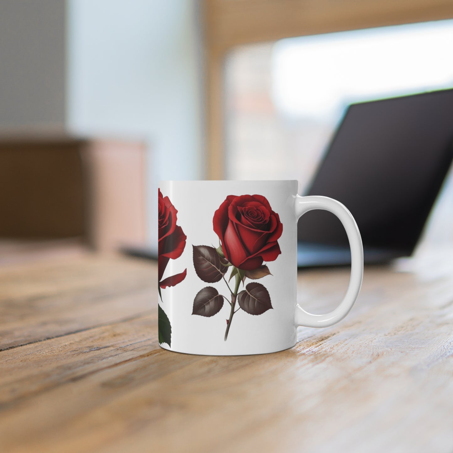 Red Roses Mug - Ceramic Coffee Mug 11oz