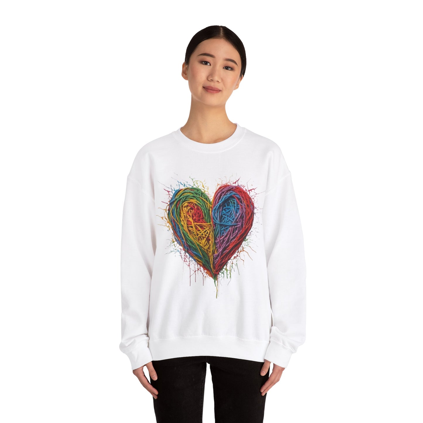 Multicoloured Scoubidou Love Heart - Unisex Crewneck Sweatshirt