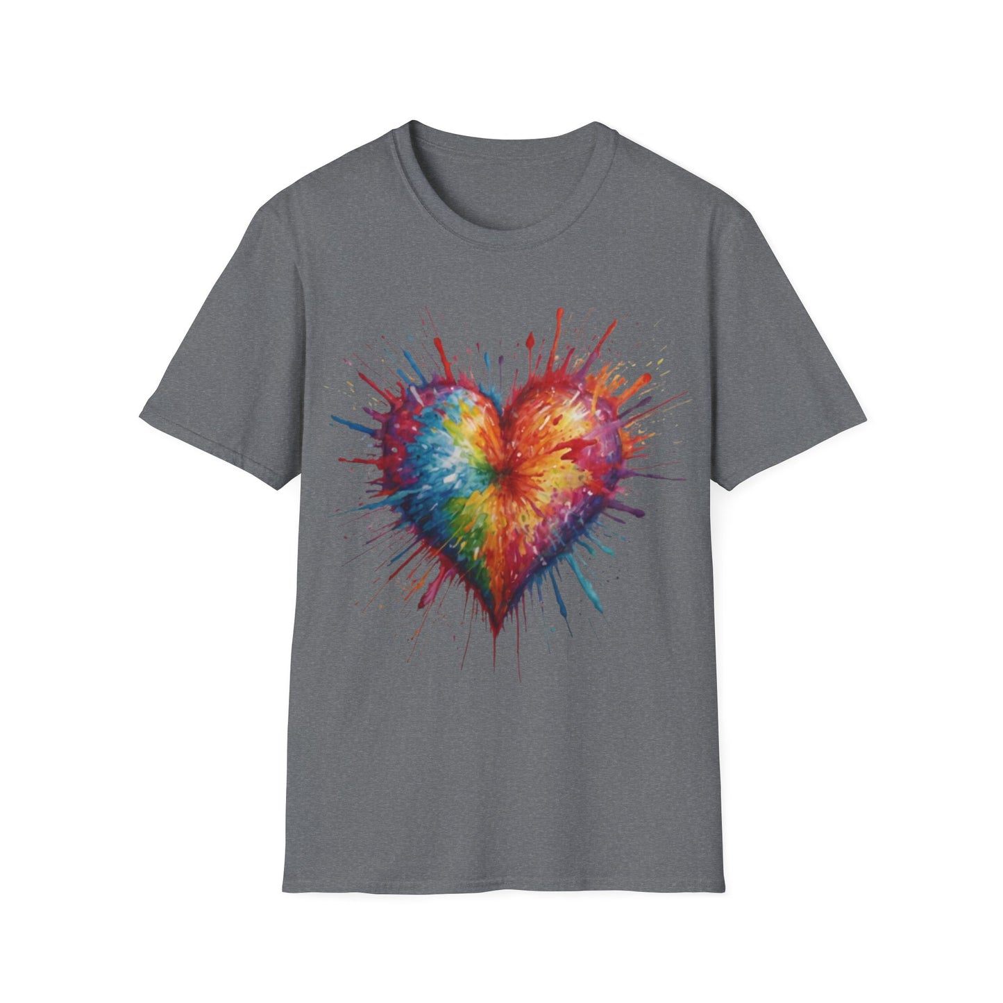 Colourful Messy Exploding Love Heart - Unisex T-Shirt