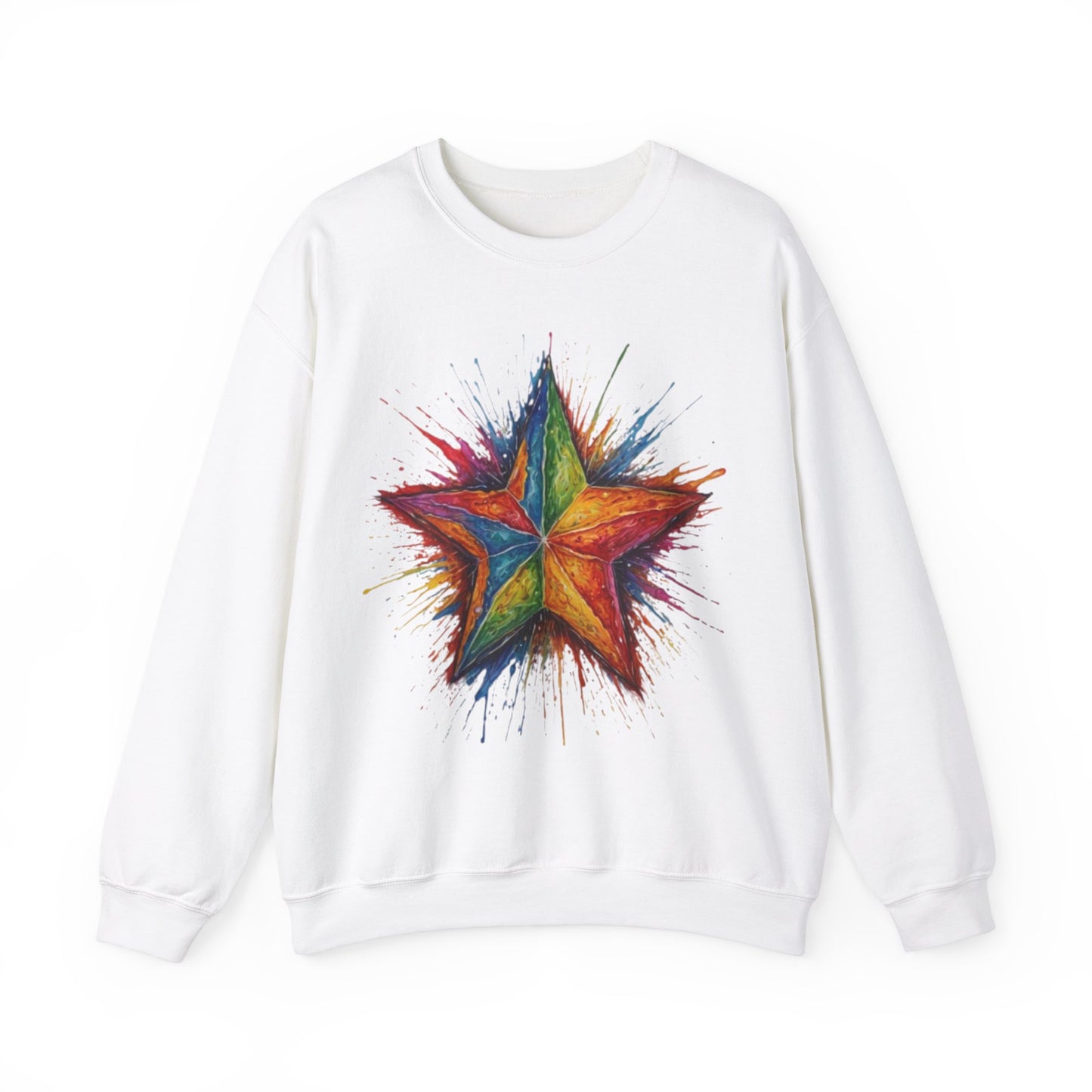 Burning Multicoloured Star - Unisex Crewneck Sweatshirt