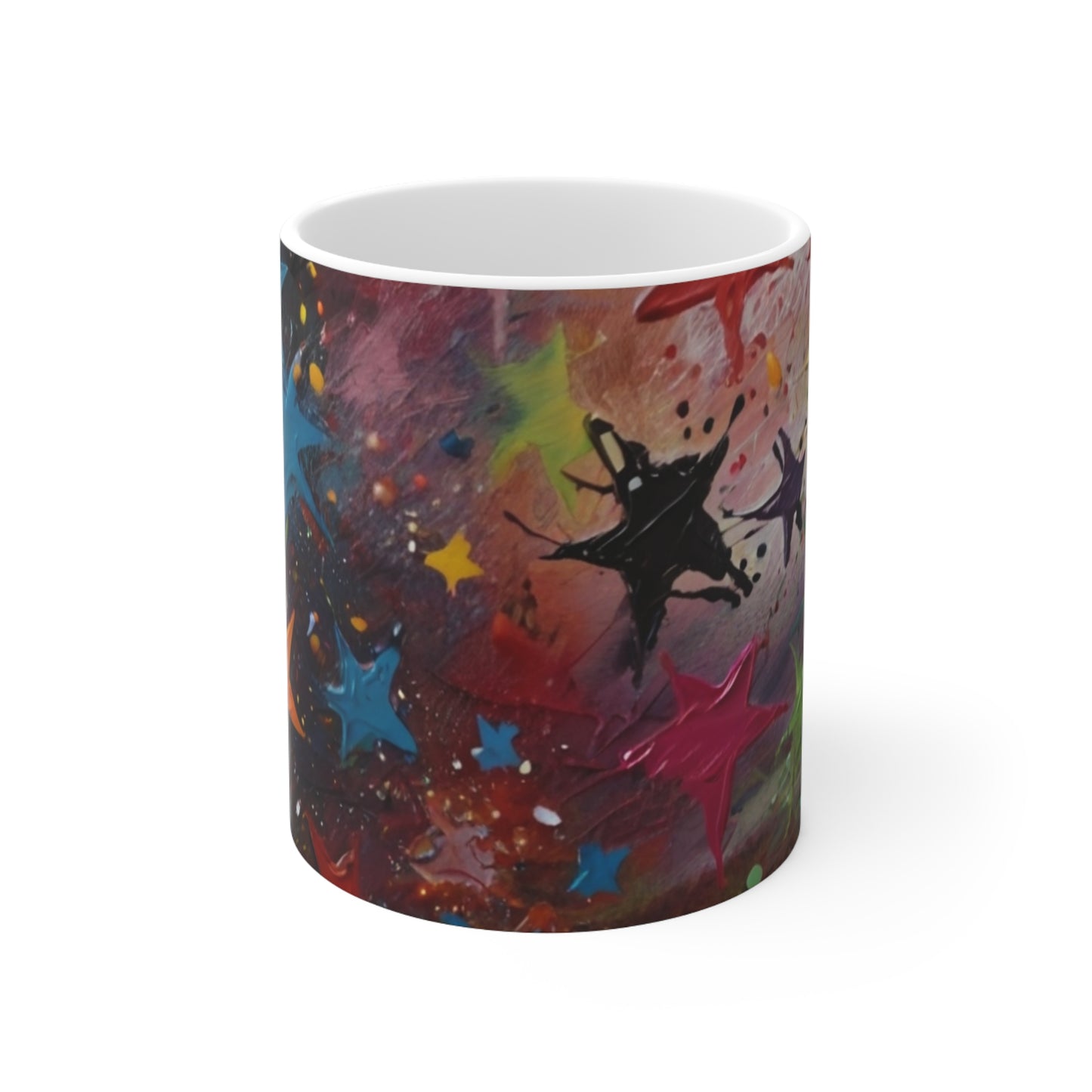 Messy Colourful Stars Mug - Ceramic Coffee Mug 11oz