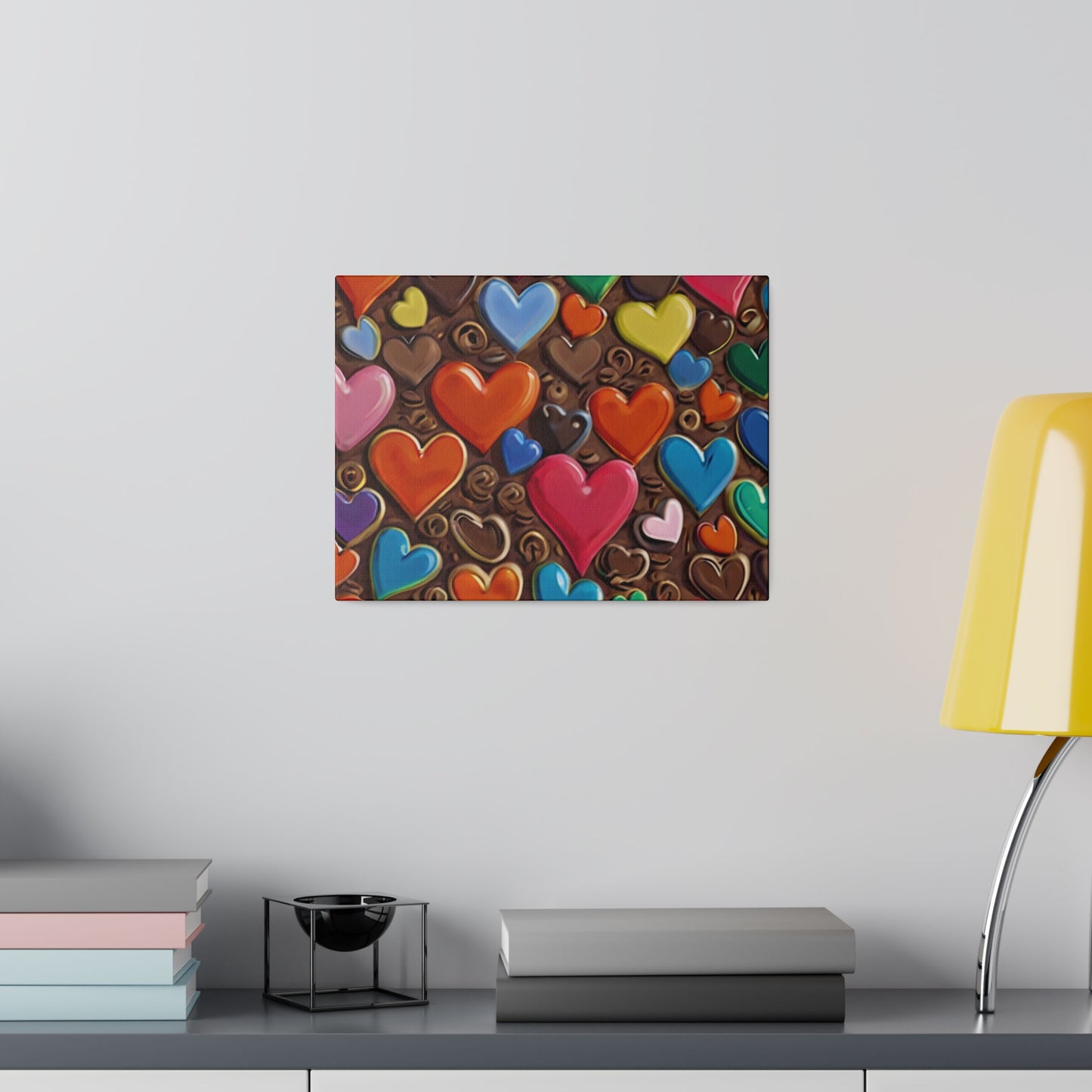 Multicoloured Love Hearts - Matte Canvas, Stretched, 0.75"
