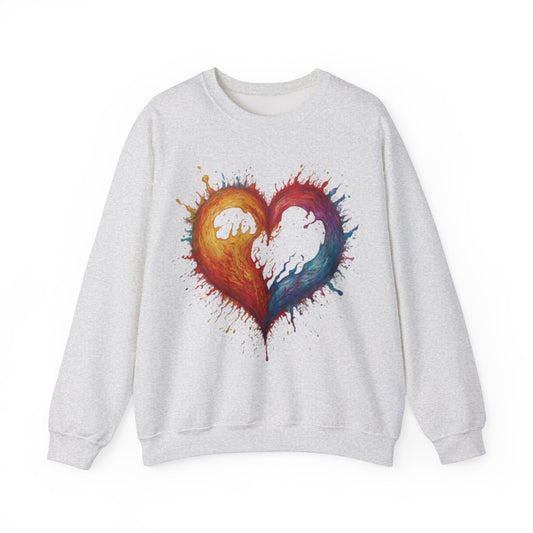 Colourful Burning Love Heart - Unisex Crewneck Sweatshirt