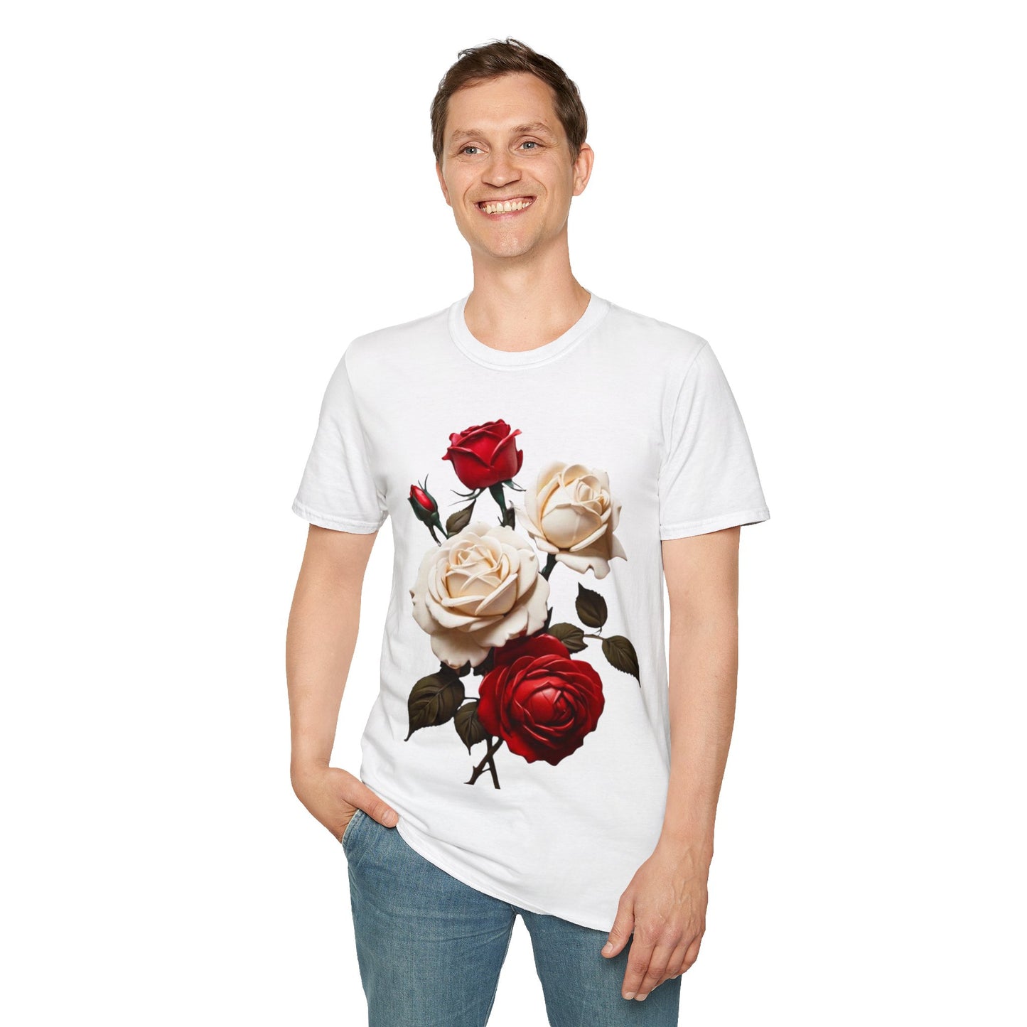 Red and White Roses - Unisex T-Shirt