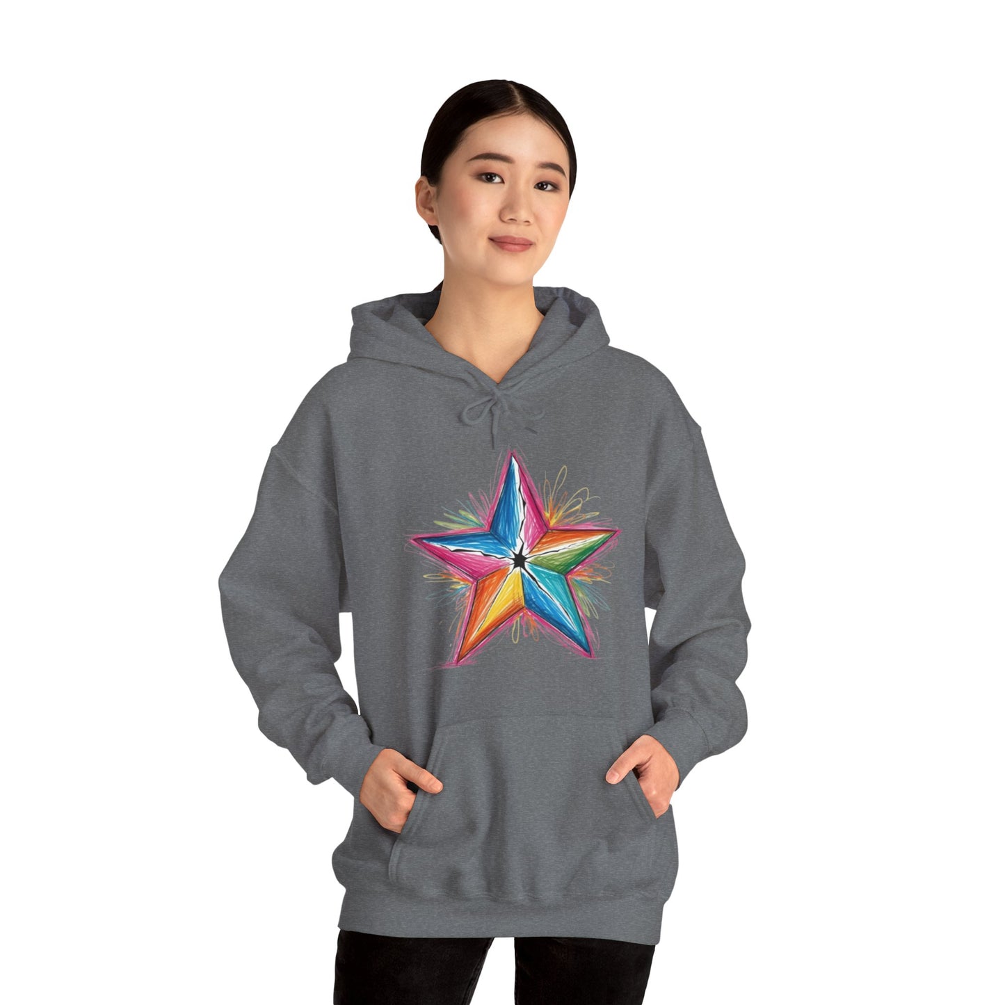 Vibrant Coloured Messy Star - Unisex Hooded Sweatshirt