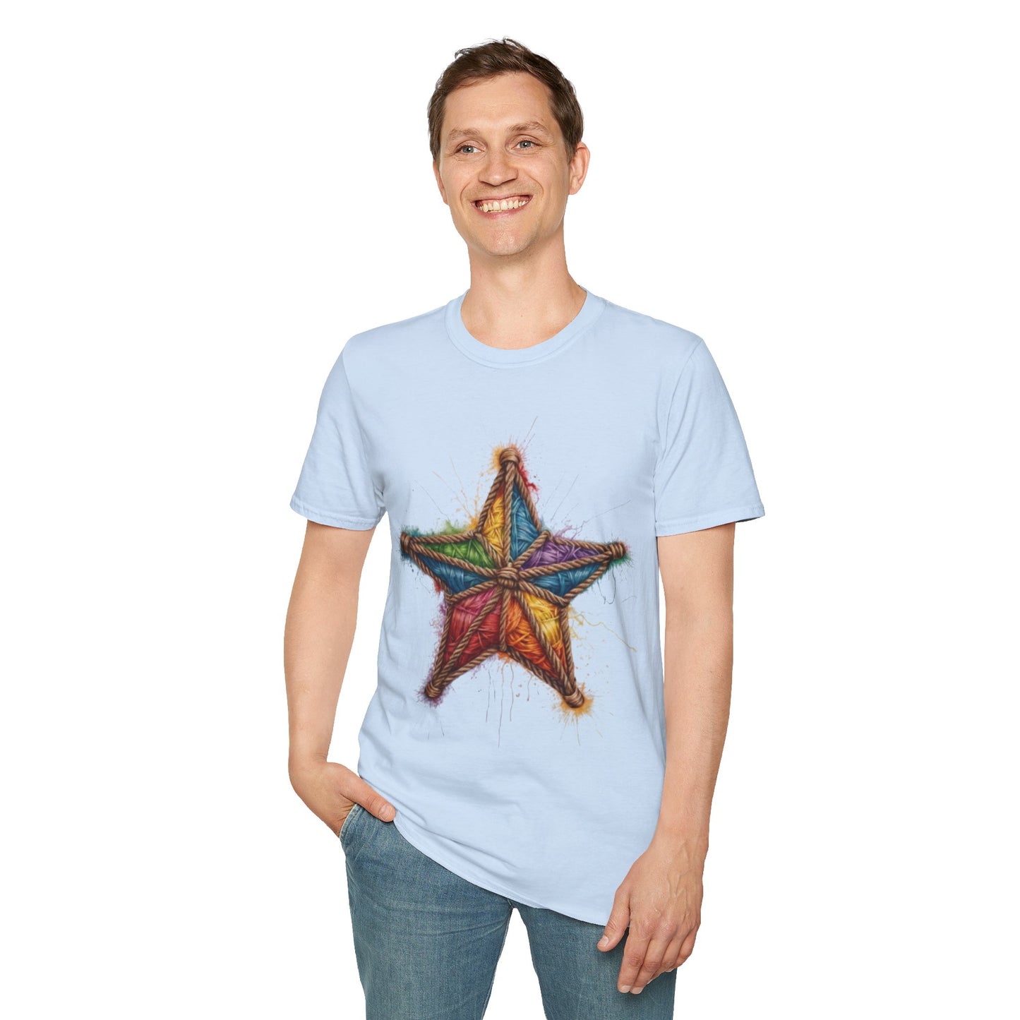 Multicoloured Star Rope Pattern - Unisex T-Shirt