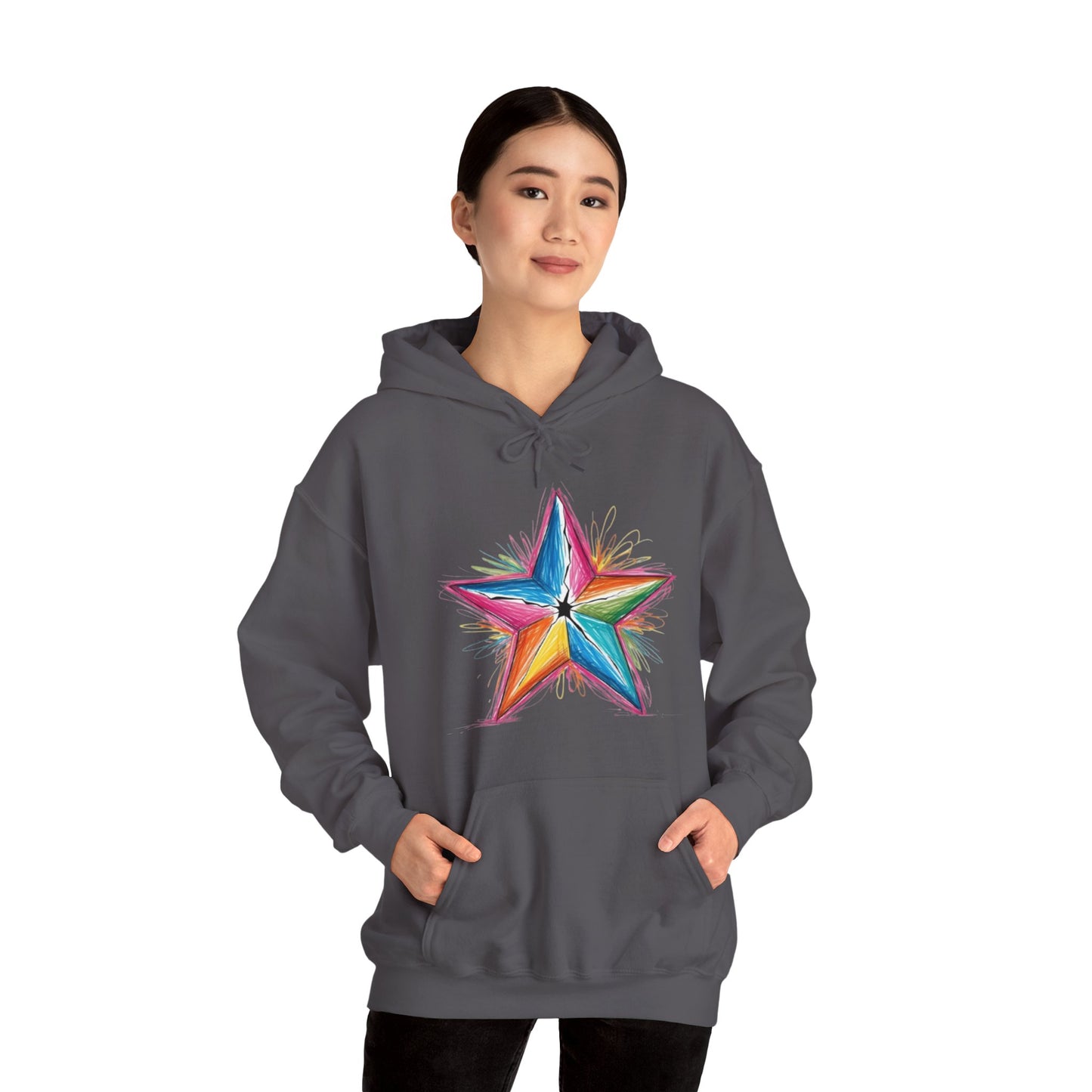 Vibrant Coloured Messy Star - Unisex Hooded Sweatshirt