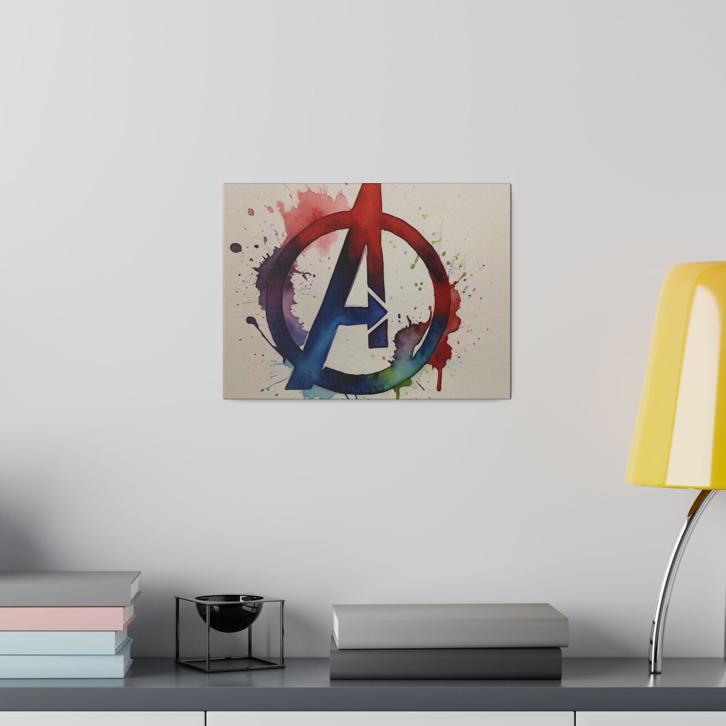 Avengers Watercolour Logo Symbol - Matte Canvas, Stretched, 0.75"