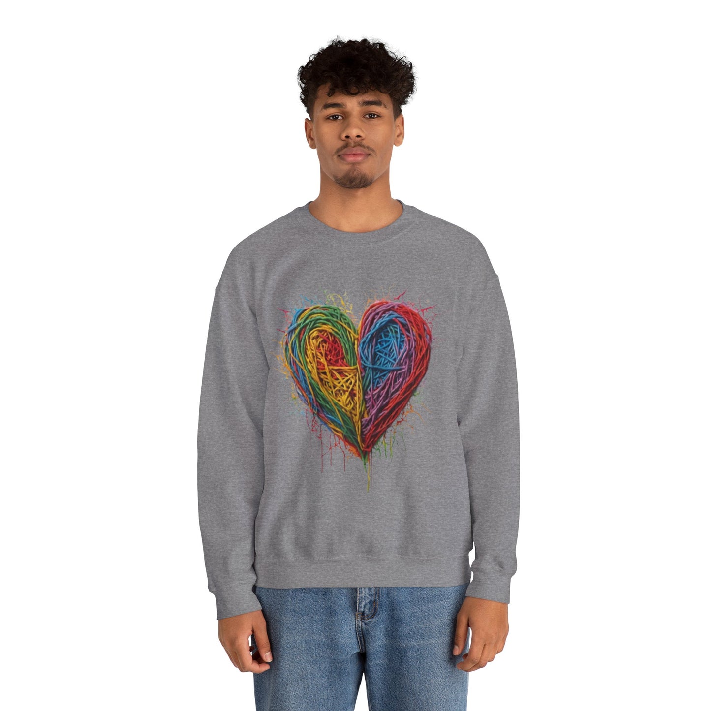 Multicoloured Scoubidou Love Heart - Unisex Crewneck Sweatshirt