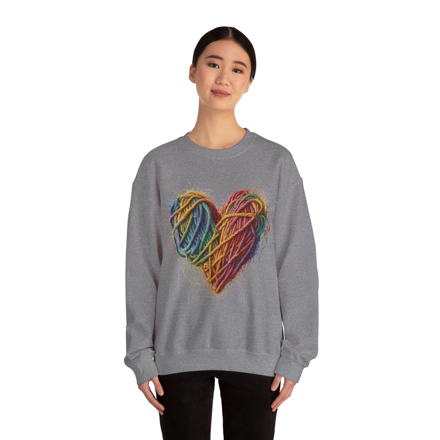 Multicoloured Ropes Love Heart - Unisex Crewneck Sweatshirt