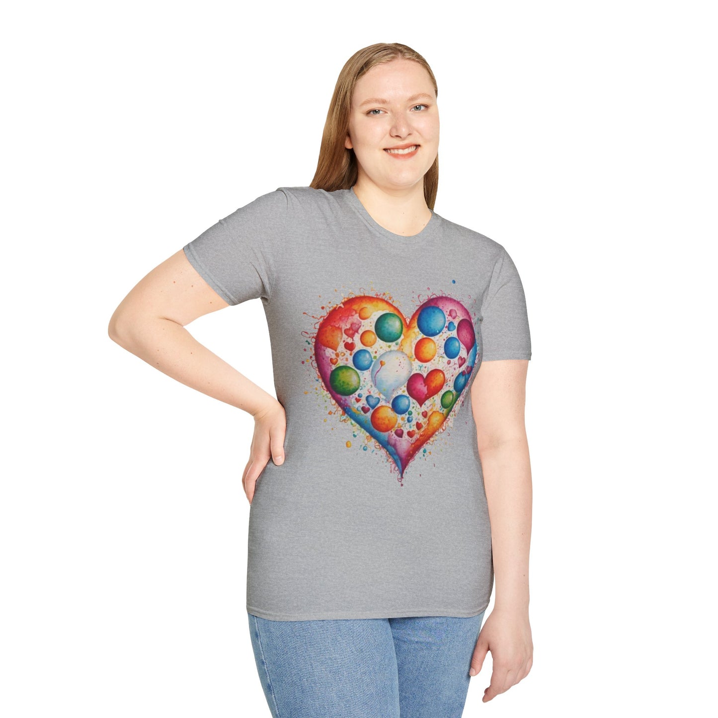 Colourful Messy Bubbles Love Heart - Unisex T-Shirt