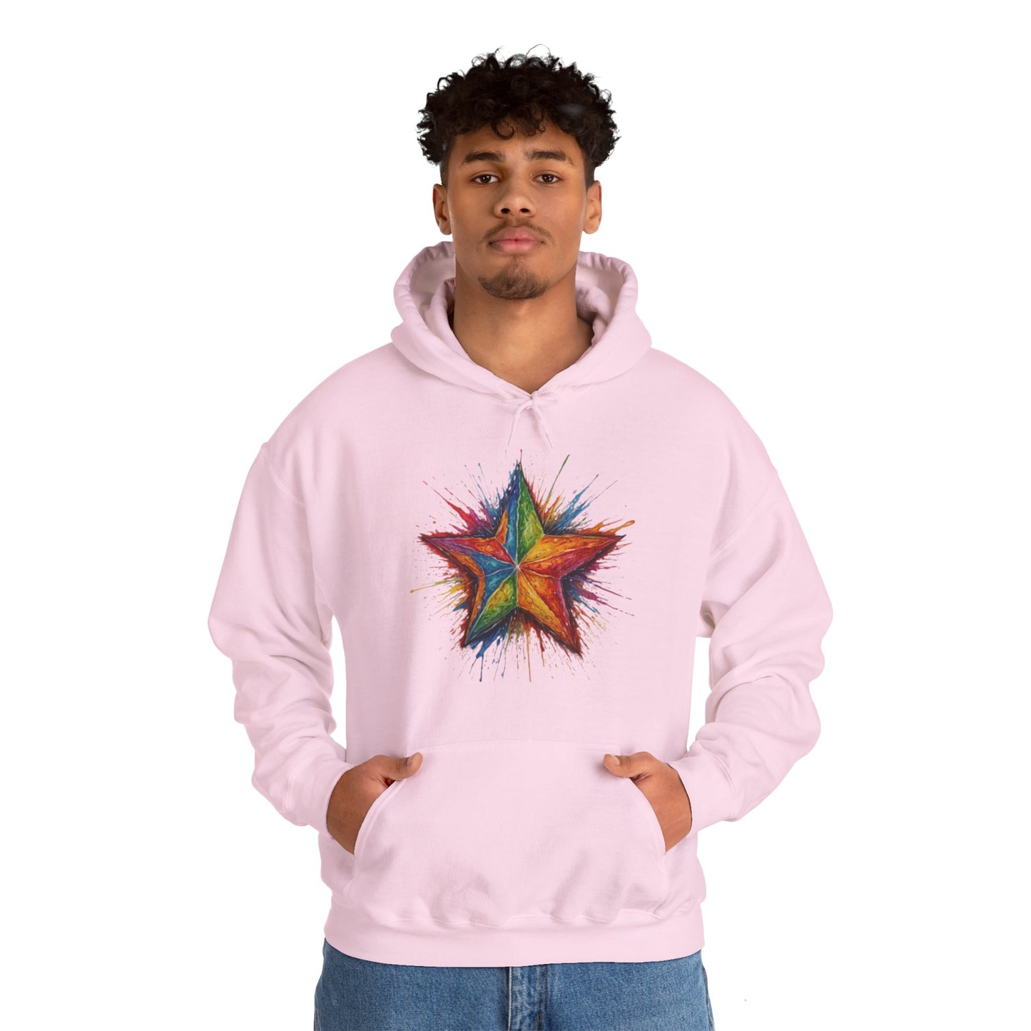 Burning Multicoloured Star - Unisex Hooded Sweatshirt