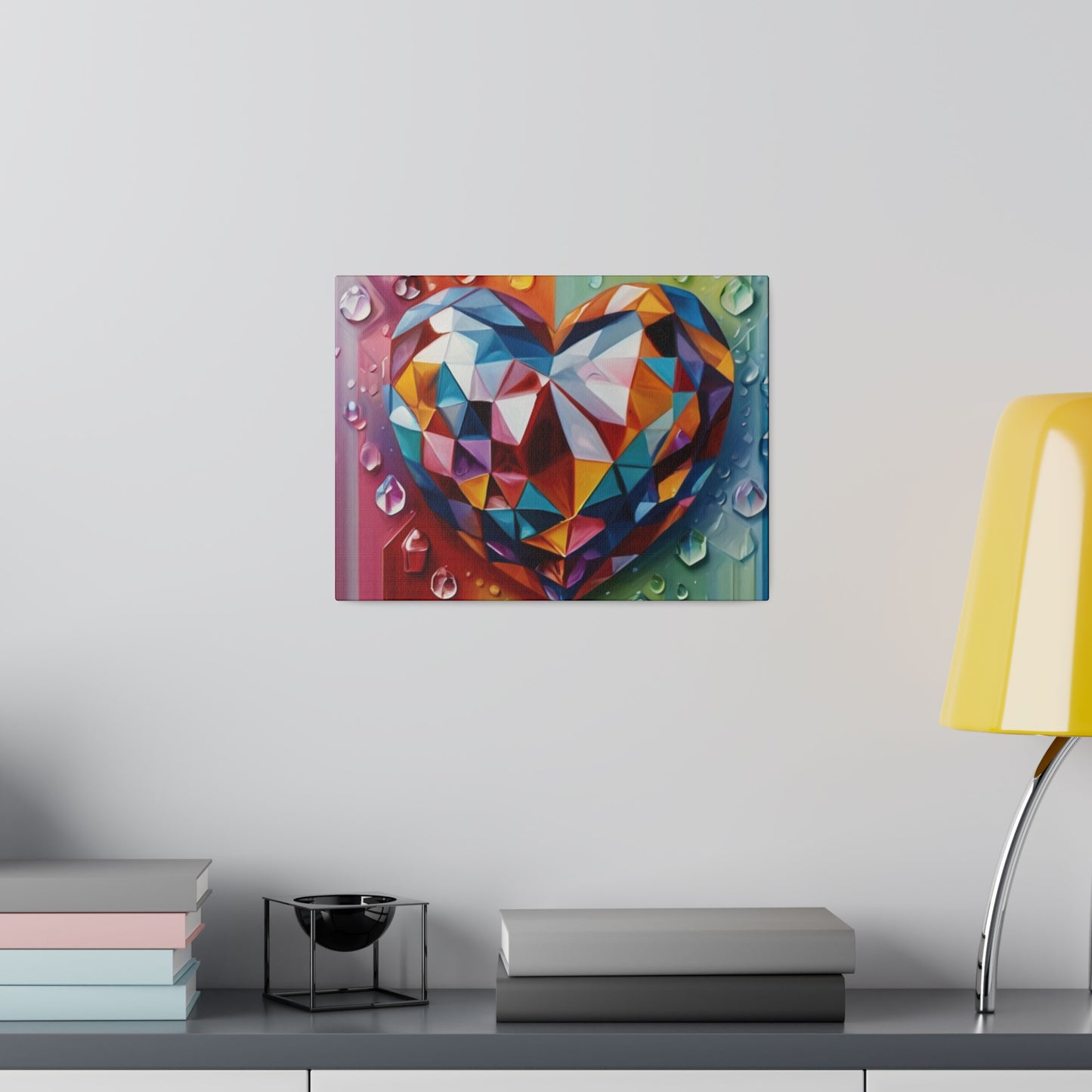 Multicoloured Crystal Love Heart - Matte Canvas, Stretched, 0.75"