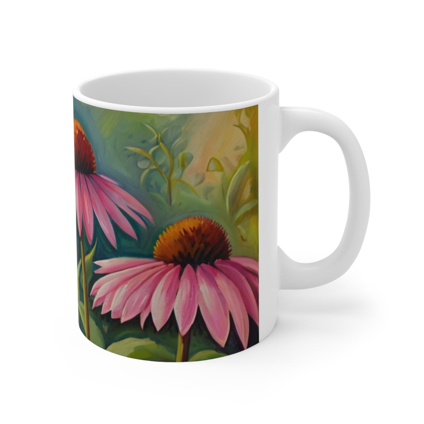 Echinacea Flowers Mug - Ceramic Coffee Mug 11oz