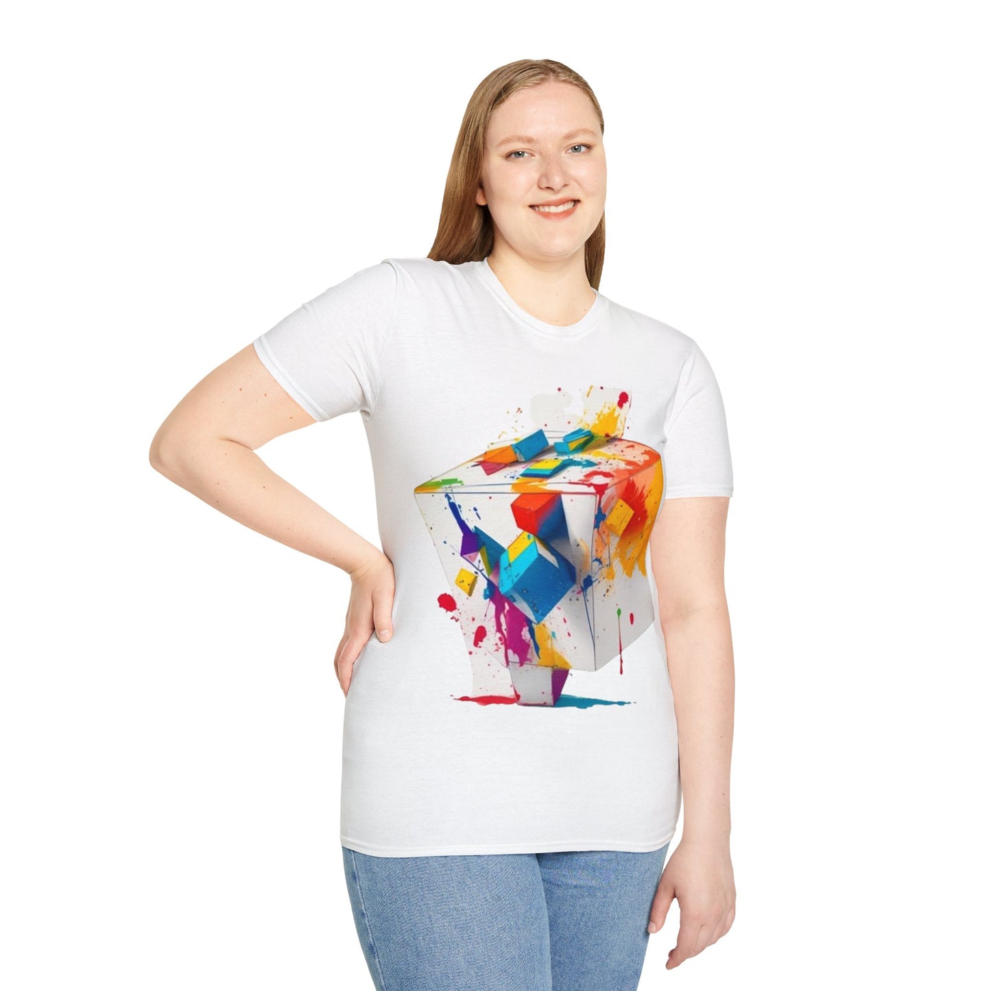 Messy Colourful 3D Cube - Unisex T-Shirt