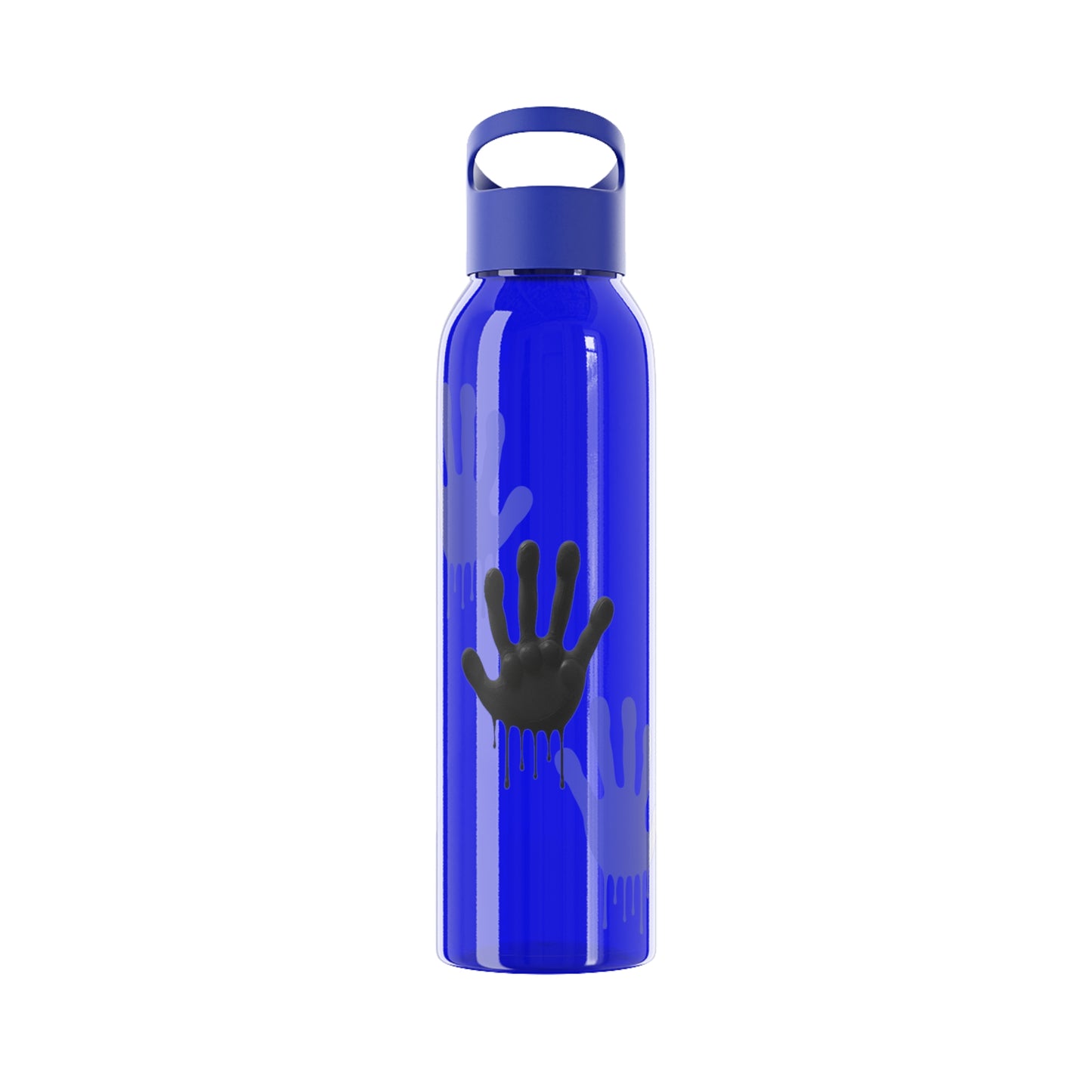 Black Hand Print Art - Sky Water Bottle