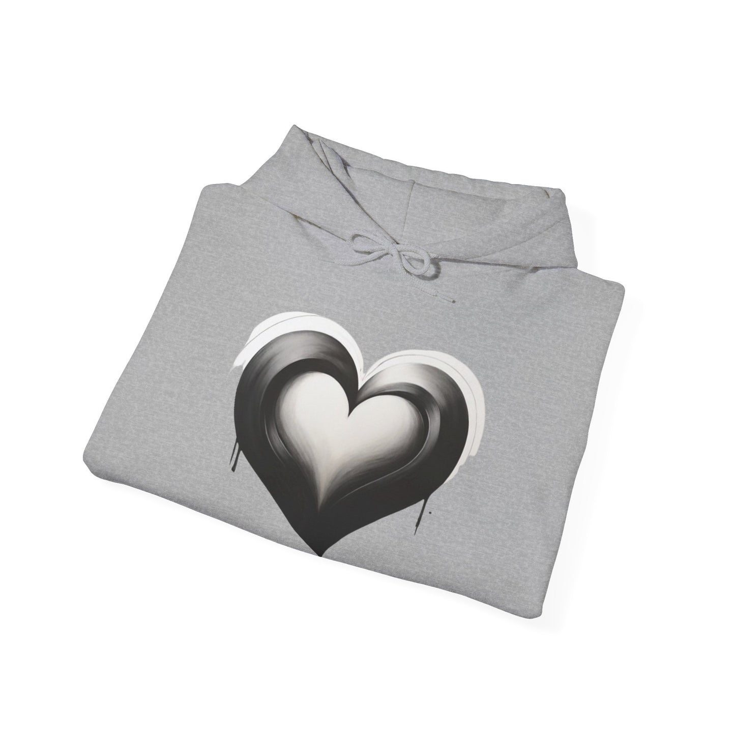 Black and White Heart - Unisex Hooded Sweatshirt