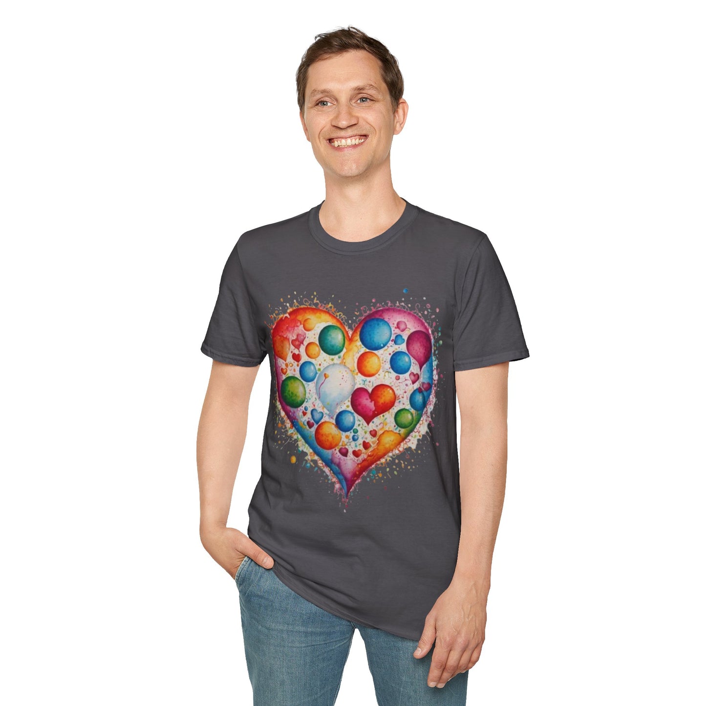 Colourful Messy Bubbles Love Heart - Unisex T-Shirt