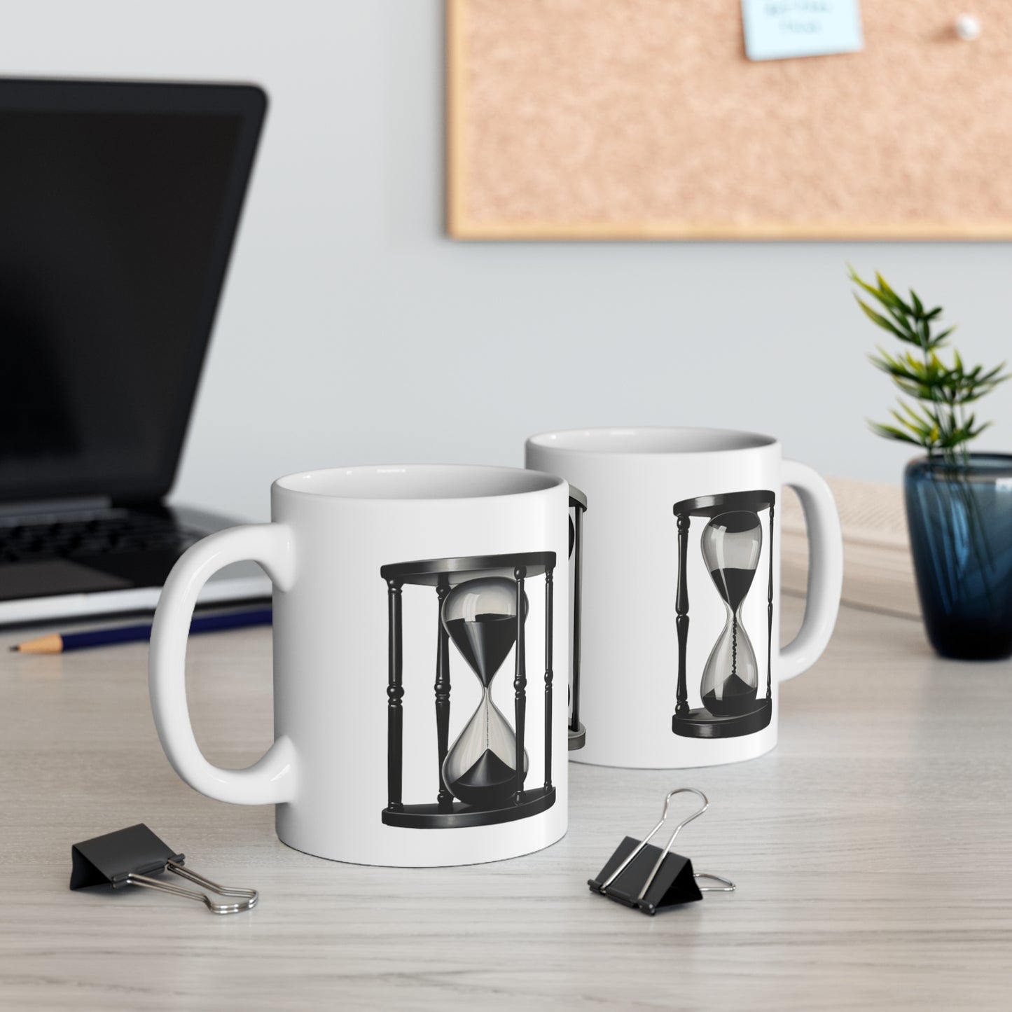 Black and White Hourglass Mug - Ceramic Coffee Mug 11oz