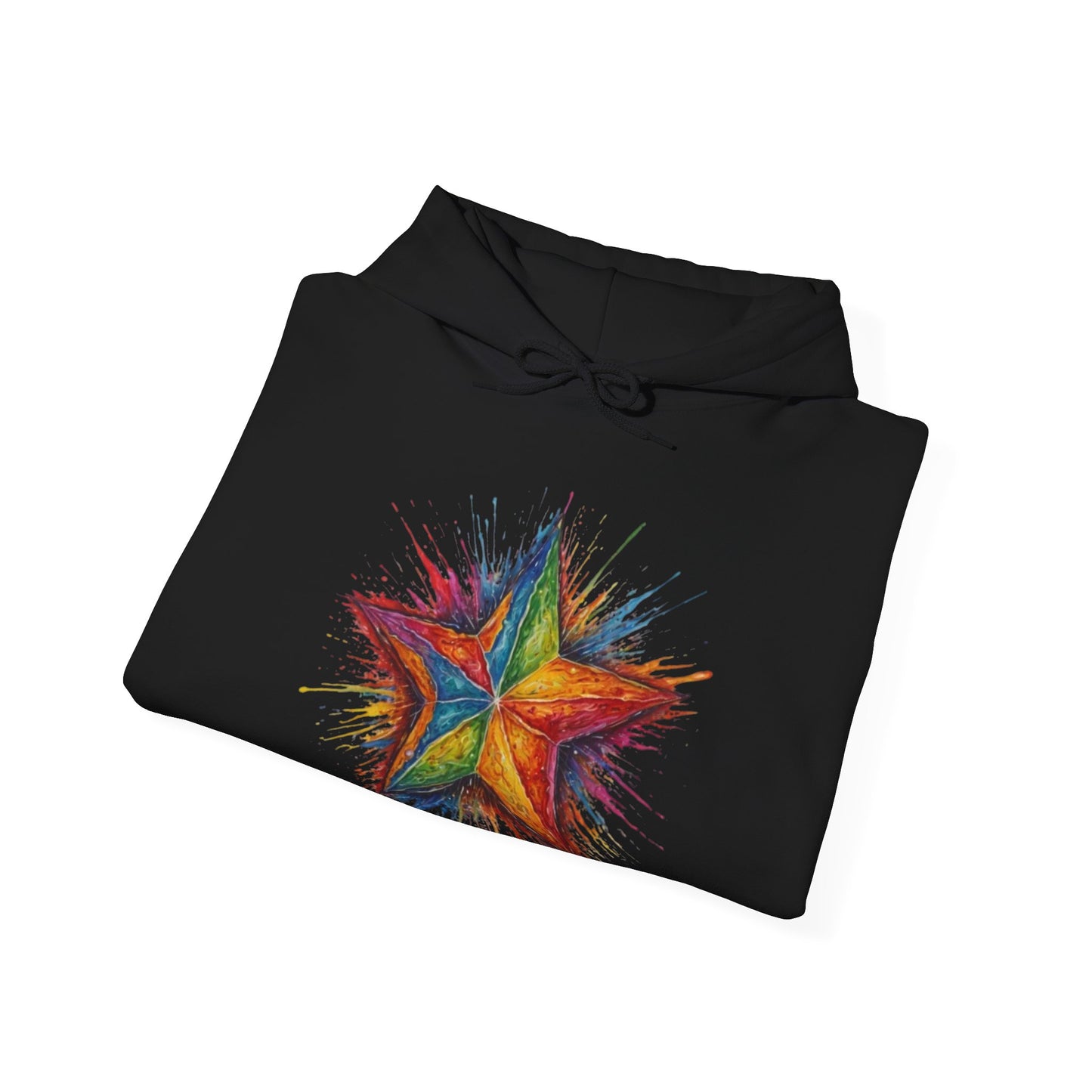 Burning Multicoloured Star - Unisex Hooded Sweatshirt