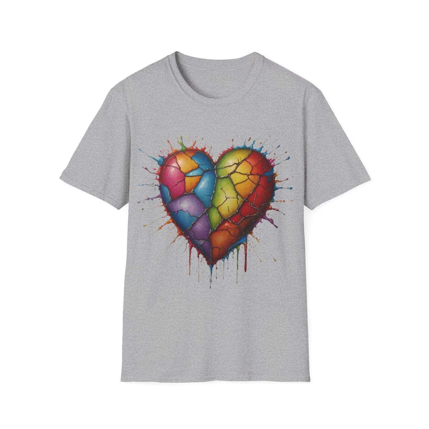 Colourful Messy Cracked Love Heart - Unisex T-Shirt