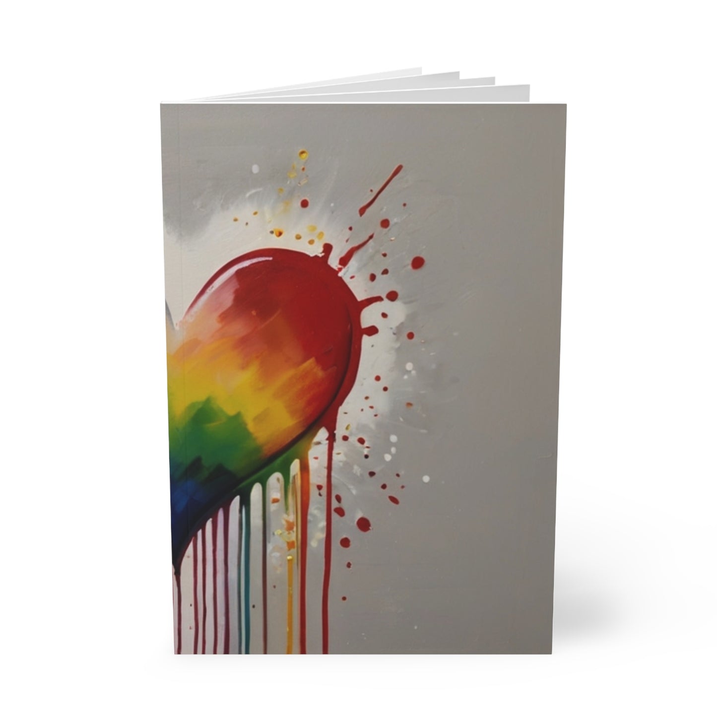 Dripping Multicoloured Love Heart - Softcover Notebook, A5