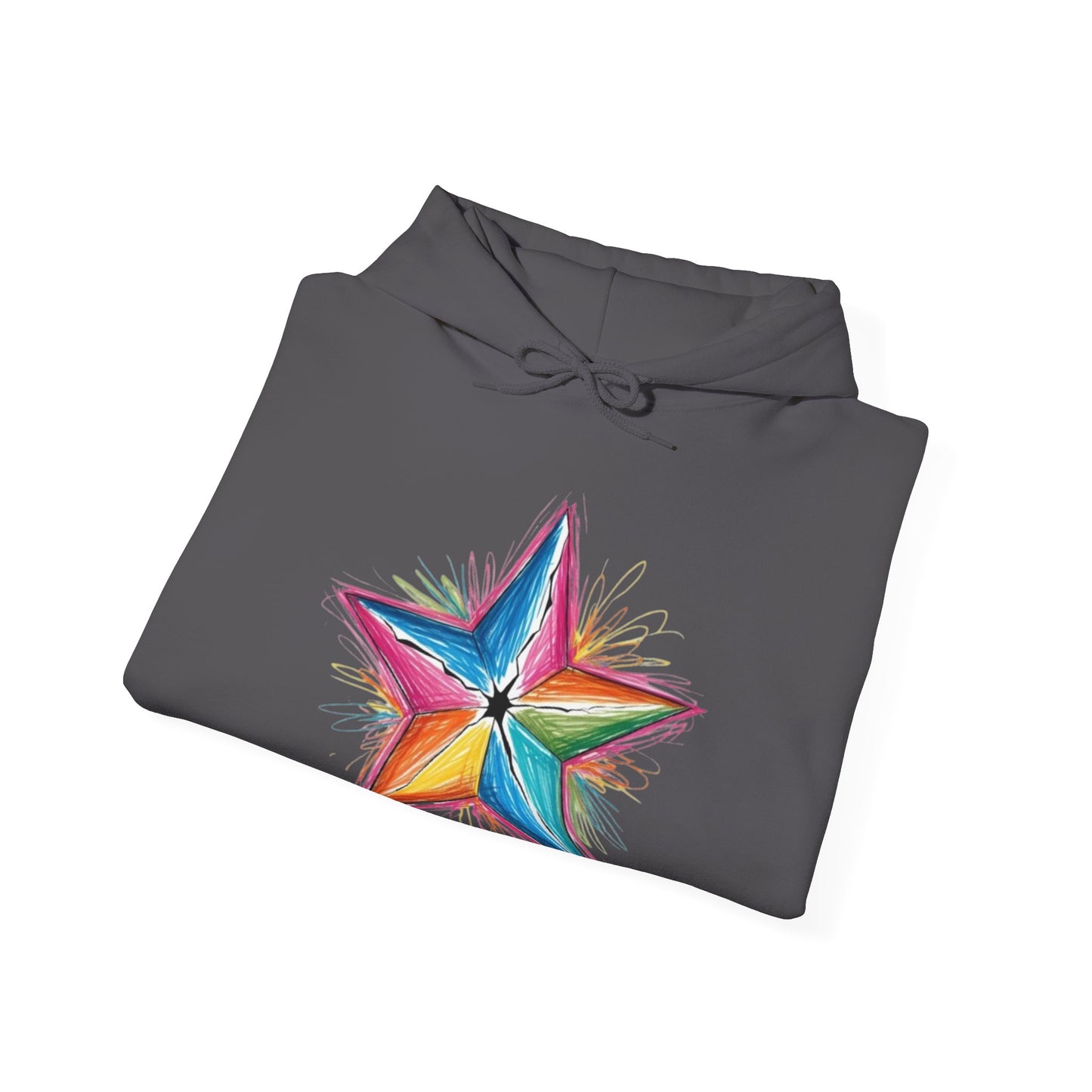 Vibrant Coloured Messy Star - Unisex Hooded Sweatshirt