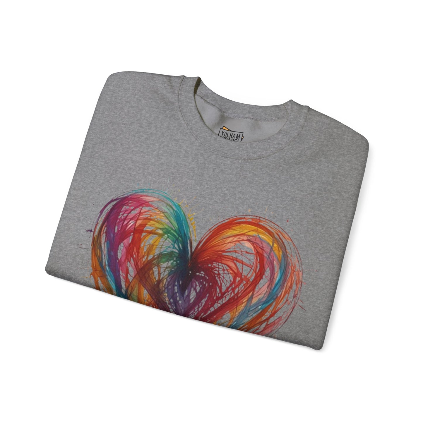 Colourful Messy Lines Transparent Love Heart - Unisex Crewneck Sweatshirt