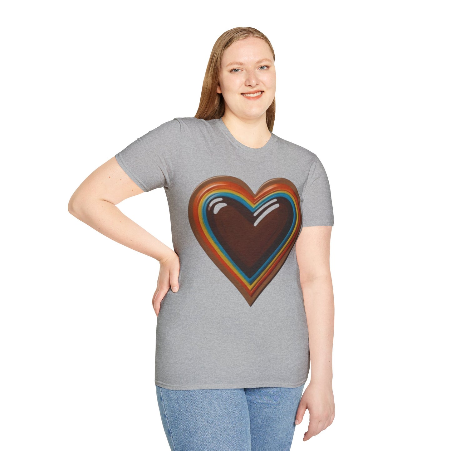 Colourful Brown Love Heart - Unisex T-Shirt