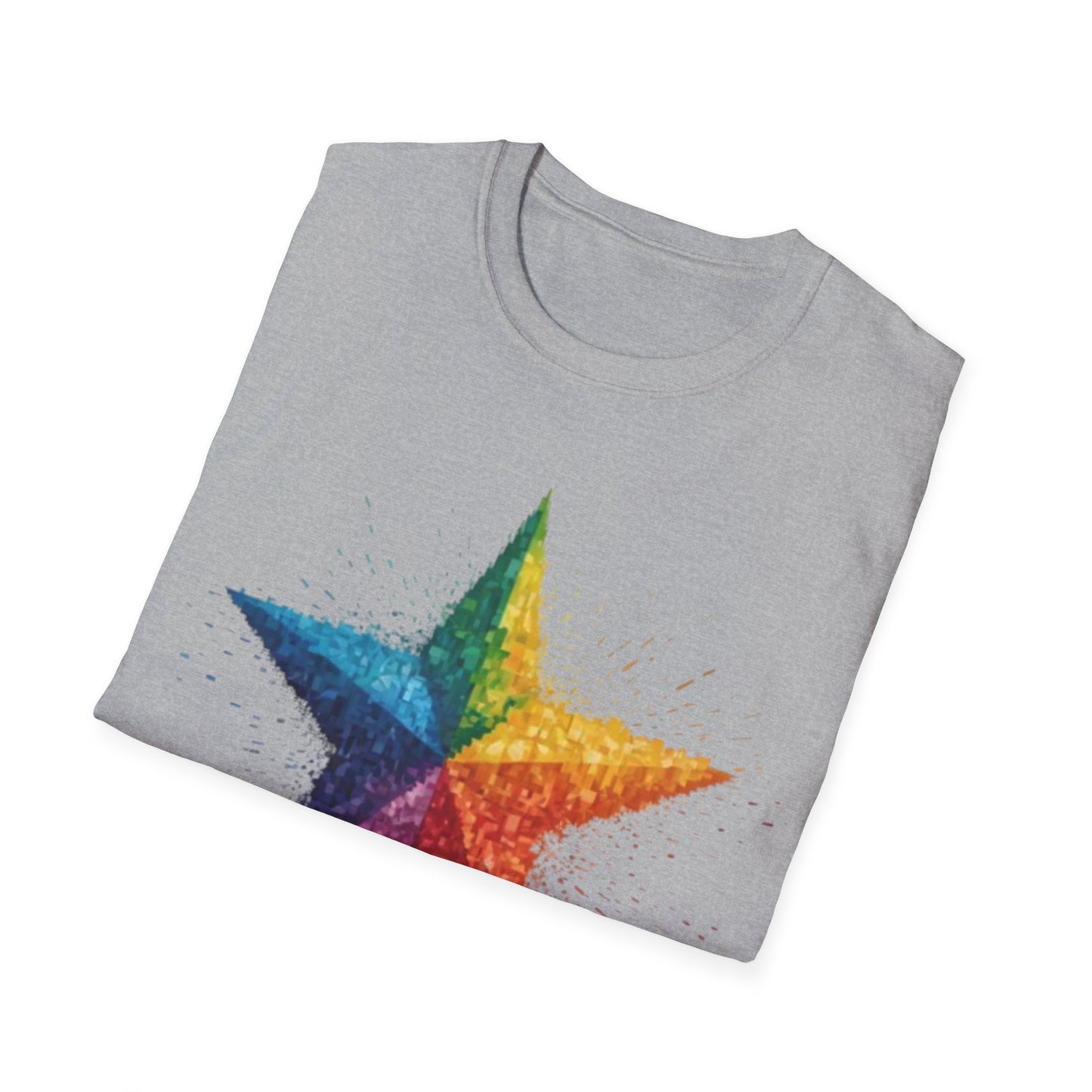 Multicoloured Pixelated Star - Unisex T-Shirt