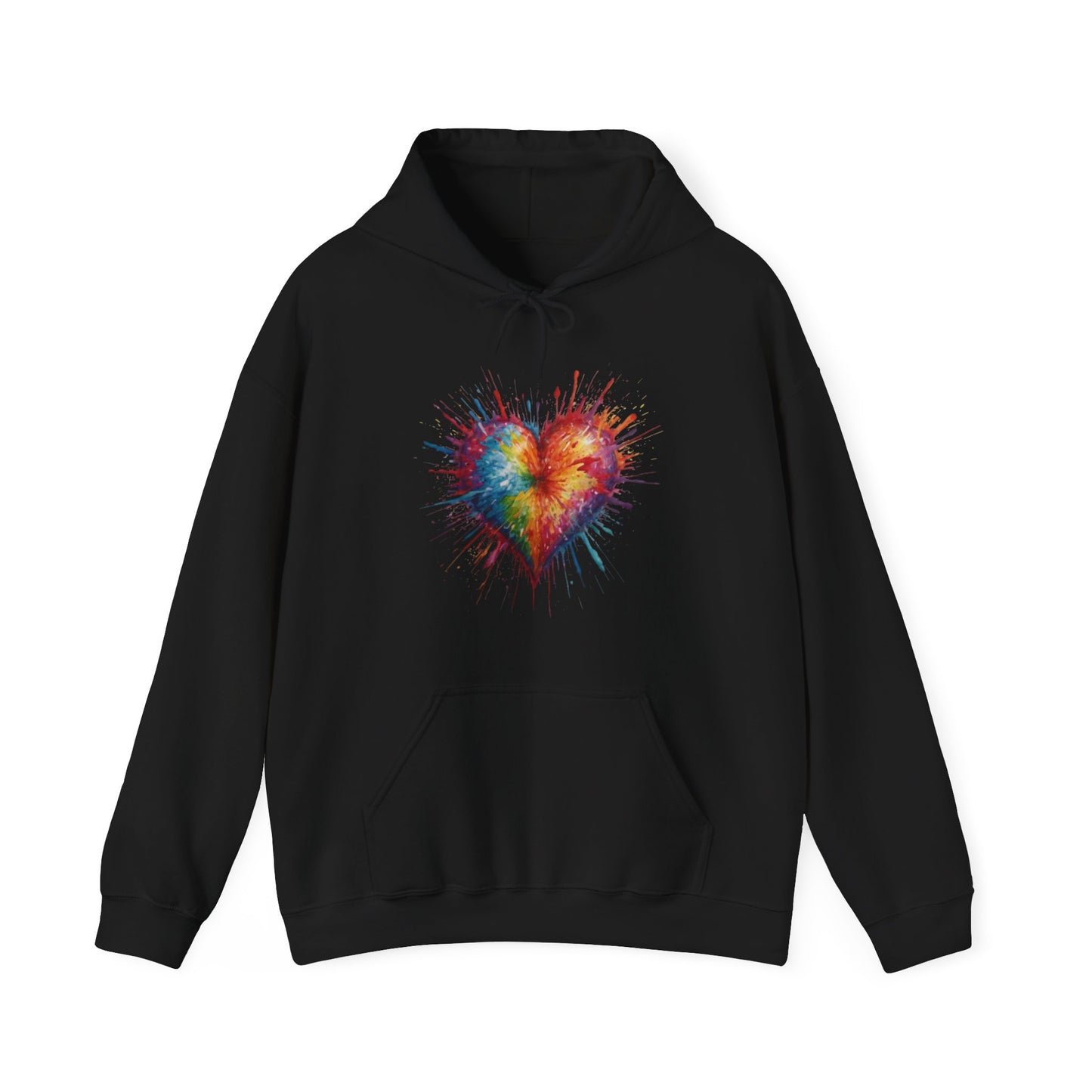 Colourful Messy Exploding Love Heart - Unisex Hooded Sweatshirt