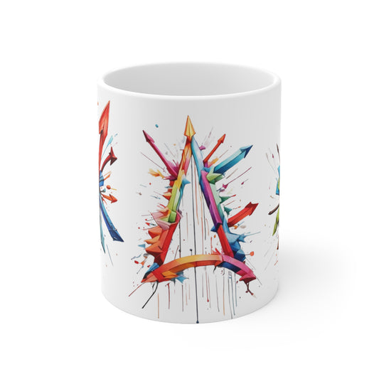 Colourful Arrows Artwork Mug - Ceramic Coffee Mug 11oz