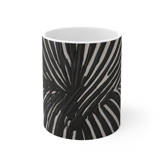 Messy Black Lines Paint Mug - Ceramic Coffee Mug 11oz