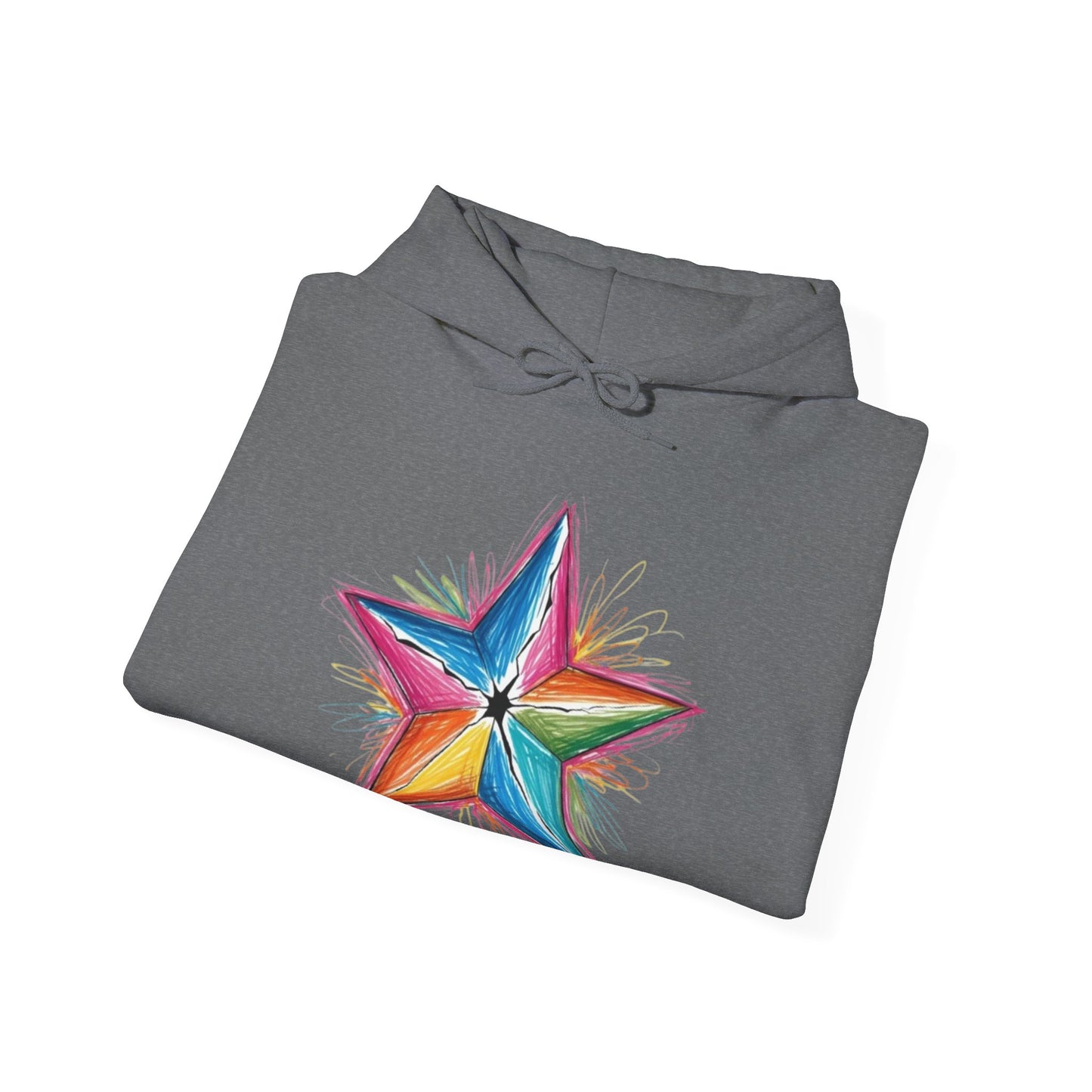 Vibrant Coloured Messy Star - Unisex Hooded Sweatshirt