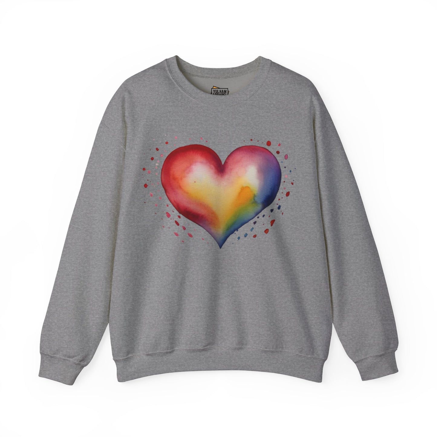 Colourful Watercolour Style Love Heart - Unisex Crewneck Sweatshirt